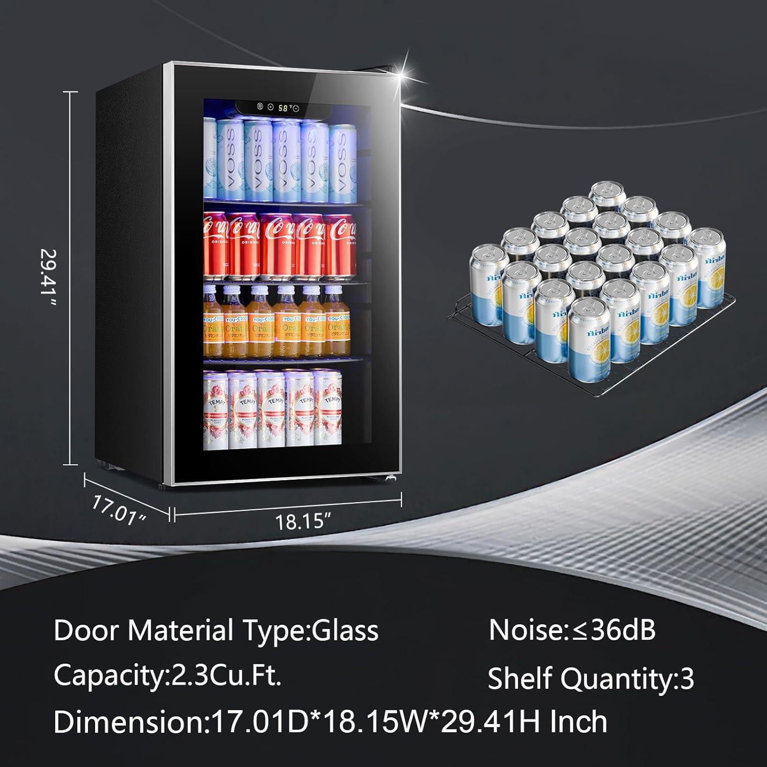 imageAntarctic Star Beverage Refrigerator Cooler68 Can 16 Bottle Mini Fridge for Soda Beer Wine ChampagneGlass Door Drink Dispenser Knob Controlfor Home and Bar17CuFtBlackBlack