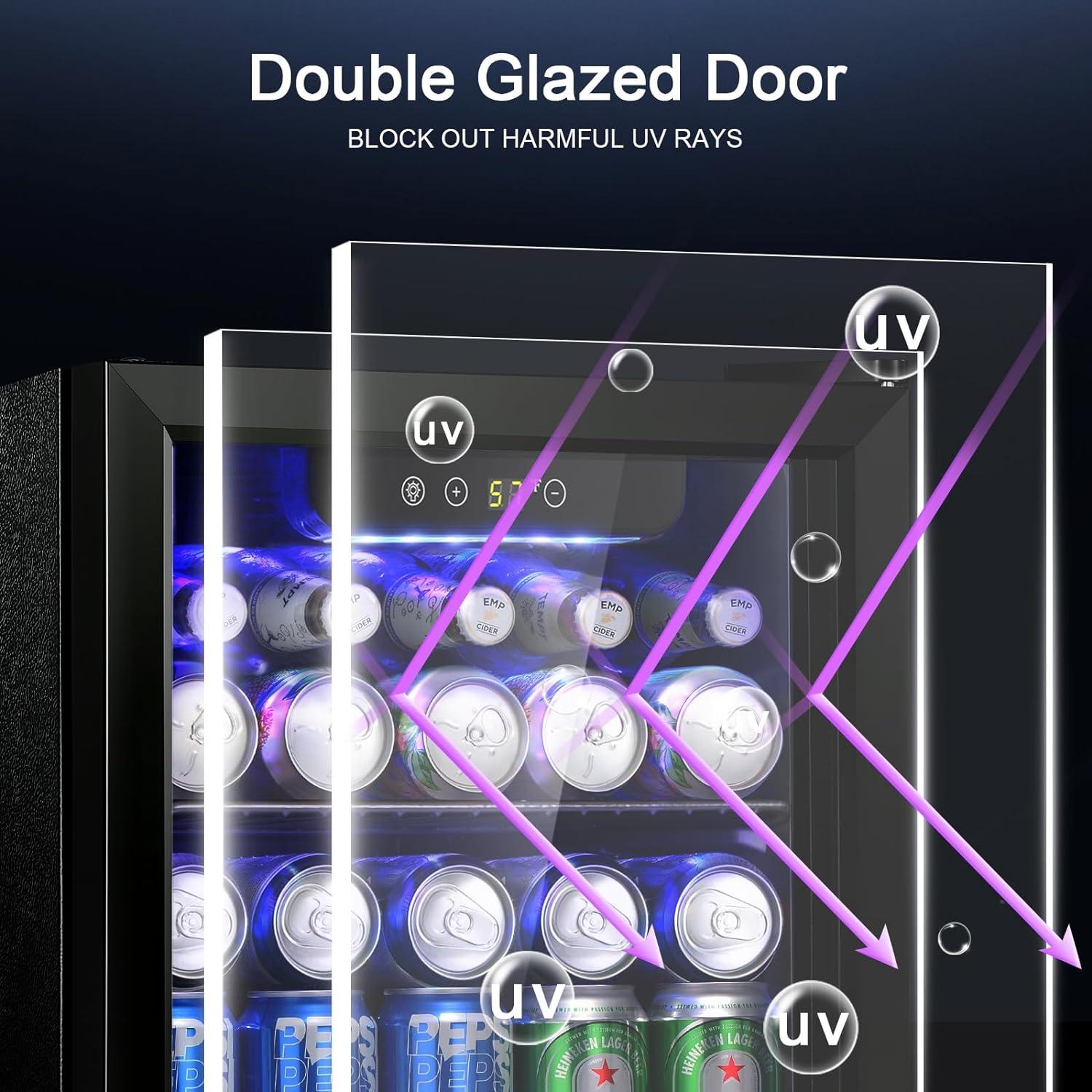 imageAntarctic Star Beverage Refrigerator Cooler68 Can 16 Bottle Mini Fridge for Soda Beer Wine ChampagneGlass Door Drink Dispenser Knob Controlfor Home and Bar17CuFtBlackBlack