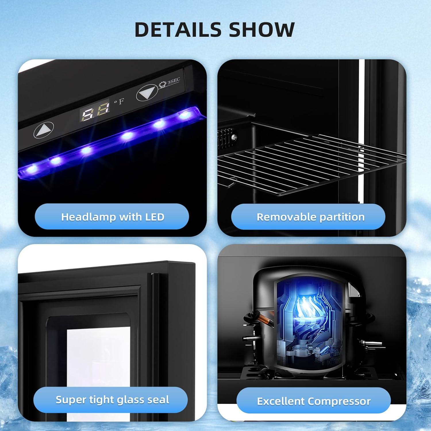 imageAntarctic Star Beverage Refrigerator Cooler68 Can 16 Bottle Mini Fridge for Soda Beer Wine ChampagneGlass Door Drink Dispenser Knob Controlfor Home and Bar17CuFtBlackBlack