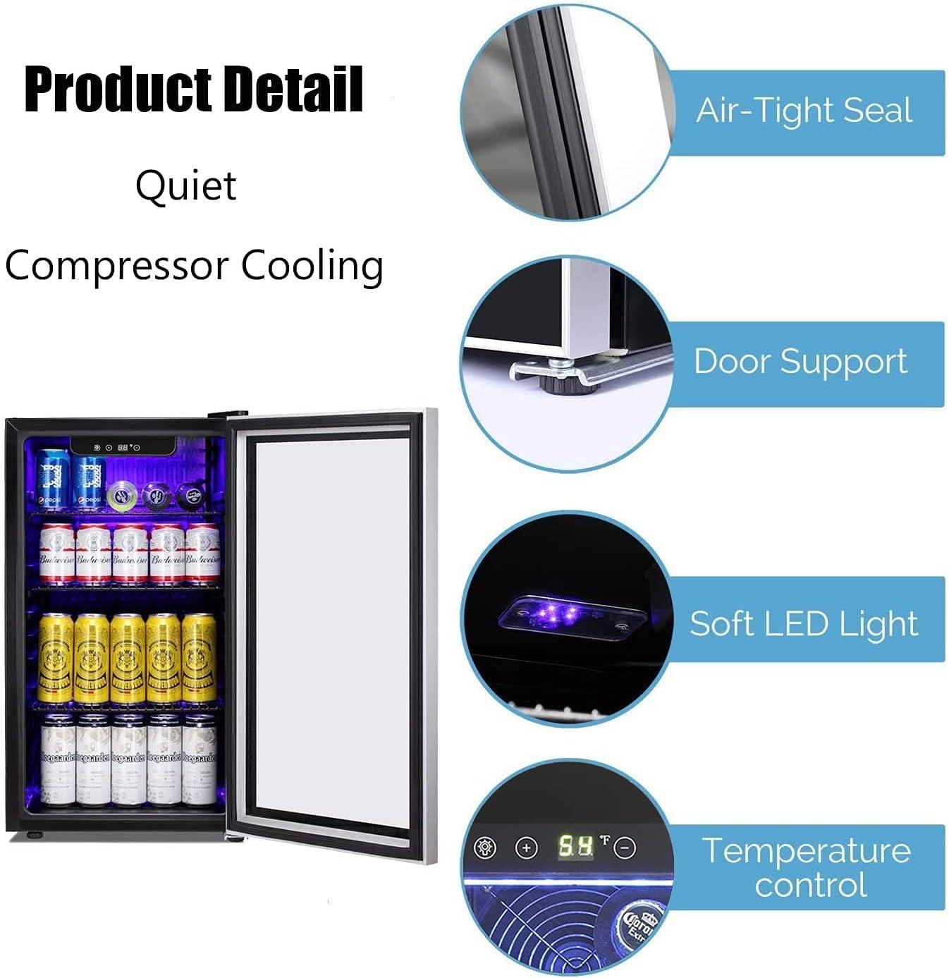 imageAntarctic Star Beverage Refrigerator Cooler68 Can 16 Bottle Mini Fridge for Soda Beer Wine ChampagneGlass Door Drink Dispenser Knob Controlfor Home and Bar17CuFtBlackSilver