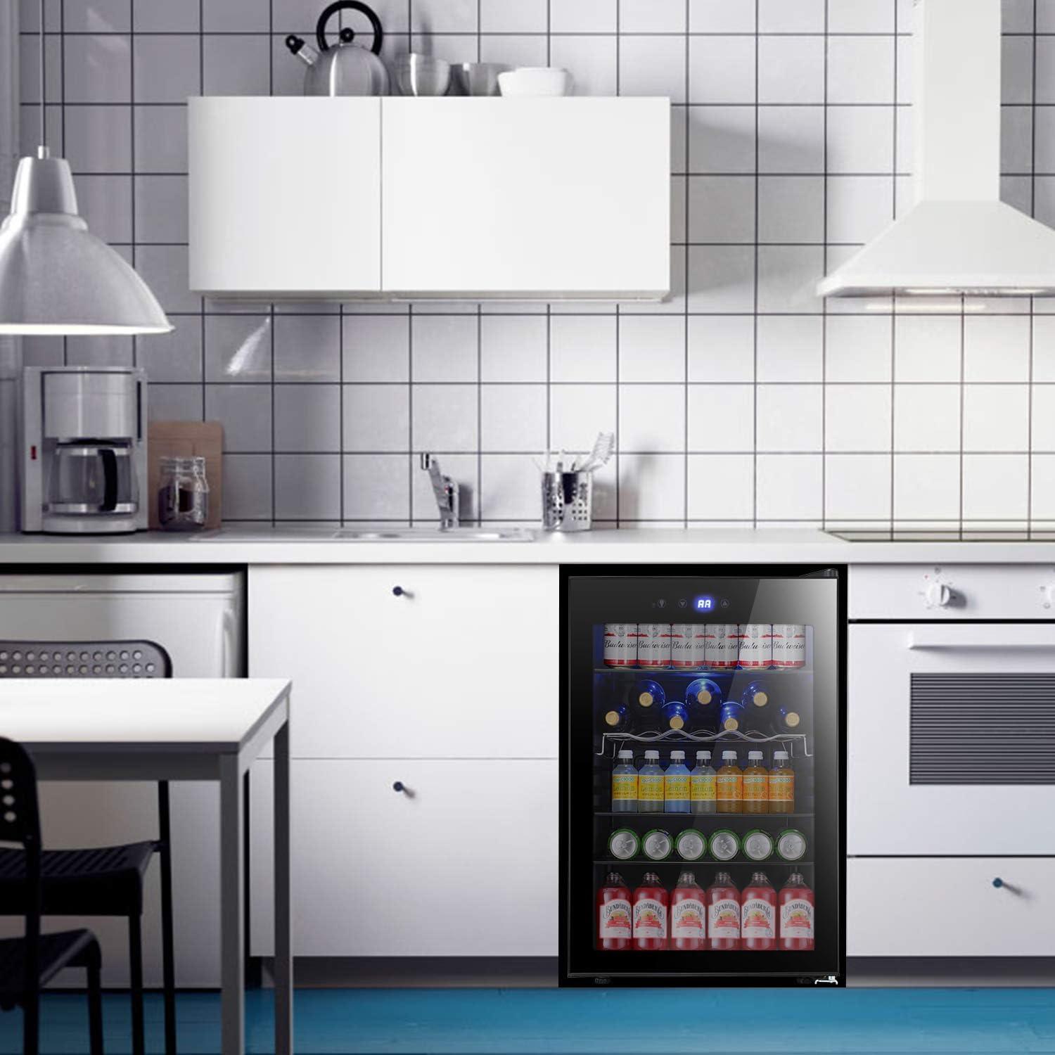 imageAntarctic Star Beverage Refrigerator Cooler68 Can 16 Bottle Mini Fridge for Soda Beer Wine ChampagneGlass Door Drink Dispenser Knob Controlfor Home and Bar17CuFtBlackBlack