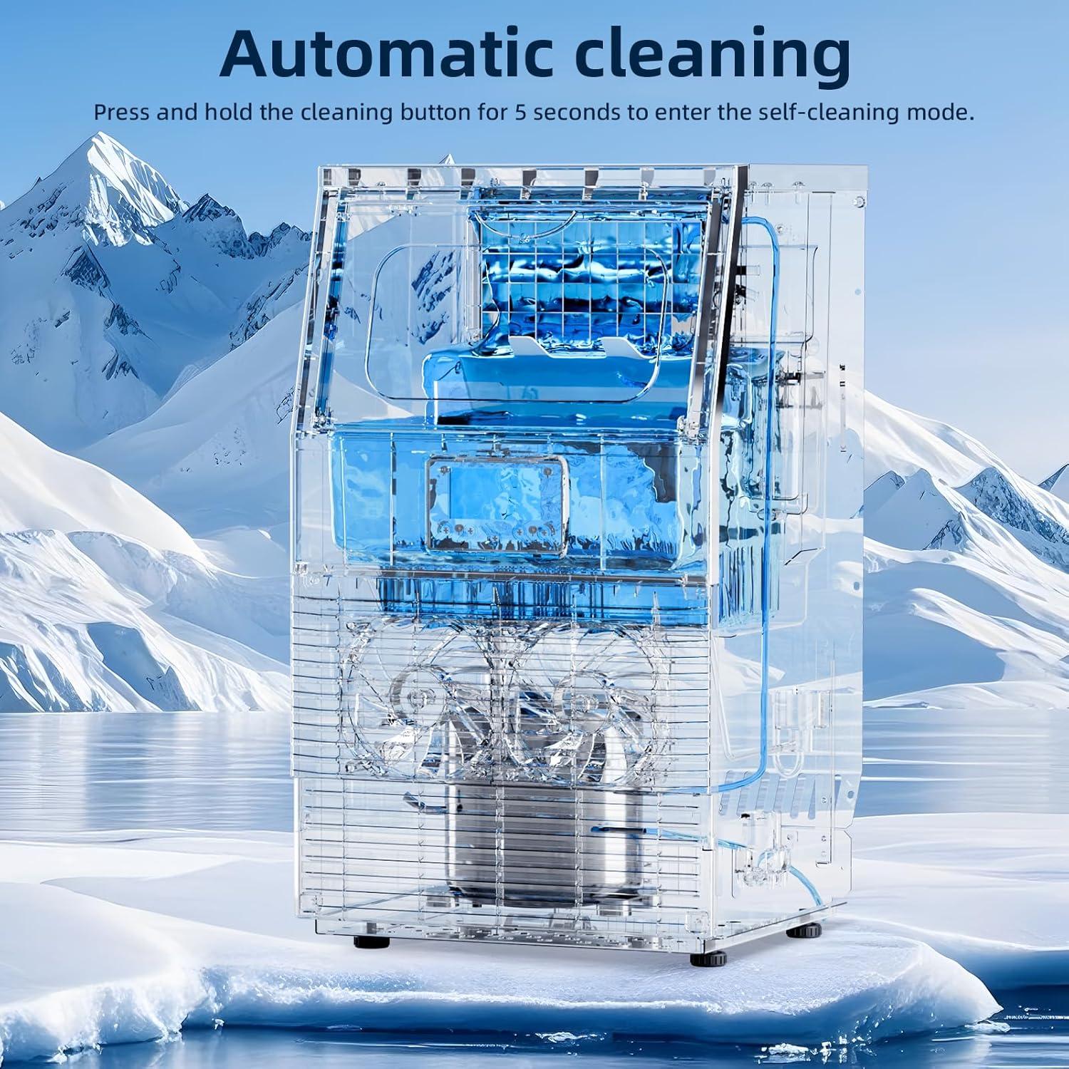 imageAntarctic Star Commercial Ice Maker Machine 66Lbs24H SelfCleaning Freestanding Ice Maker with 9Lbs Storage 32 Cubes in 12 Mins LED Display for Home Bar Restaurant Coffee Shop Office OutdoorBlack