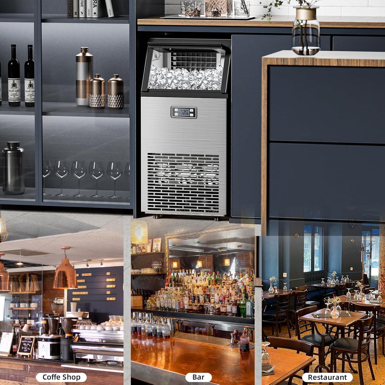 imageAntarctic Star Commercial Ice Maker Machine 66Lbs24H SelfCleaning Ice Scoop Freestanding Ice Cube Machine for Home Bar Restaurant Coffee ShopCube Ice  100Lbs24H