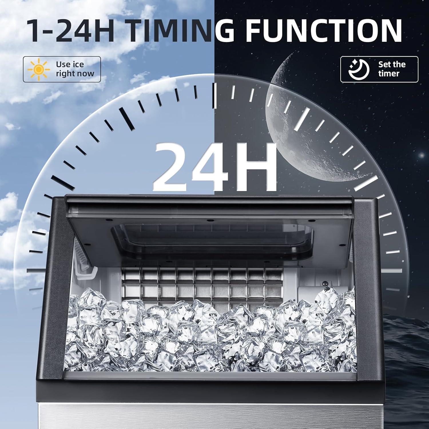 imageAntarctic Star Commercial Ice Maker Machine 66Lbs24H SelfCleaning Ice Scoop Freestanding Ice Cube Machine for Home Bar Restaurant Coffee ShopCube Ice  100Lbs24H