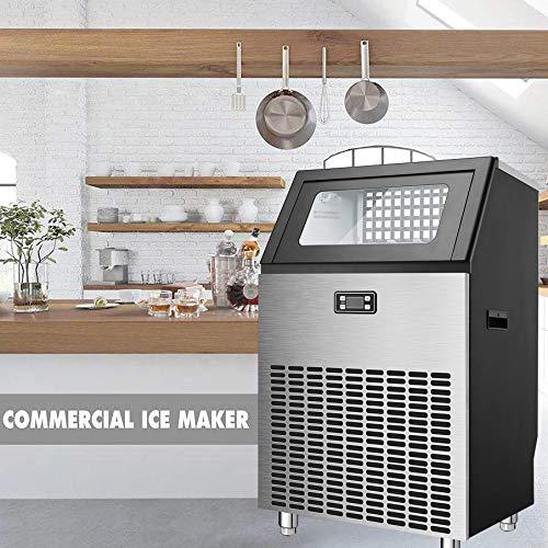 imageAntarctic Star Commercial Ice Makers Machine Stainless Steel Makers 200 Lbs of Ice Per 24H with 48 Pounds Storage Capacity Ice Cubes Freestanding PartyBarRestaurant Scoop Connection Hose Silver