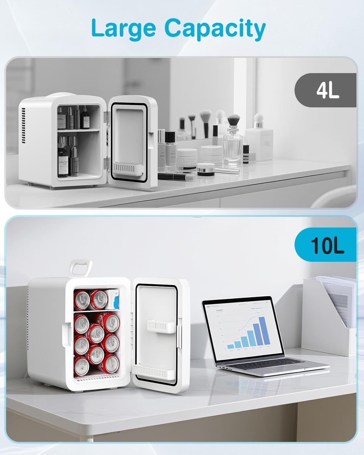 imageAntarctic Star Compact Mini Fridge 10L Portable Small Refrigerator 26 Gal Mini Fridge with ACDC Adapters Small Cosmetics Cooler for Beverage Food Makeup Bedroom Office Dorm BlackWhite