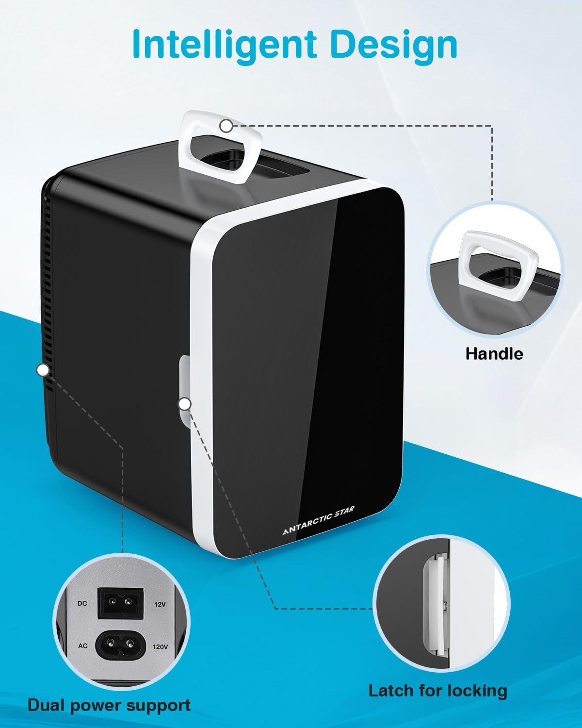 imageAntarctic Star Compact Mini Fridge 10L Portable Small Refrigerator 26 Gal Mini Fridge with ACDC Adapters Small Cosmetics Cooler for Beverage Food Makeup Bedroom Office Dorm BlackBlack