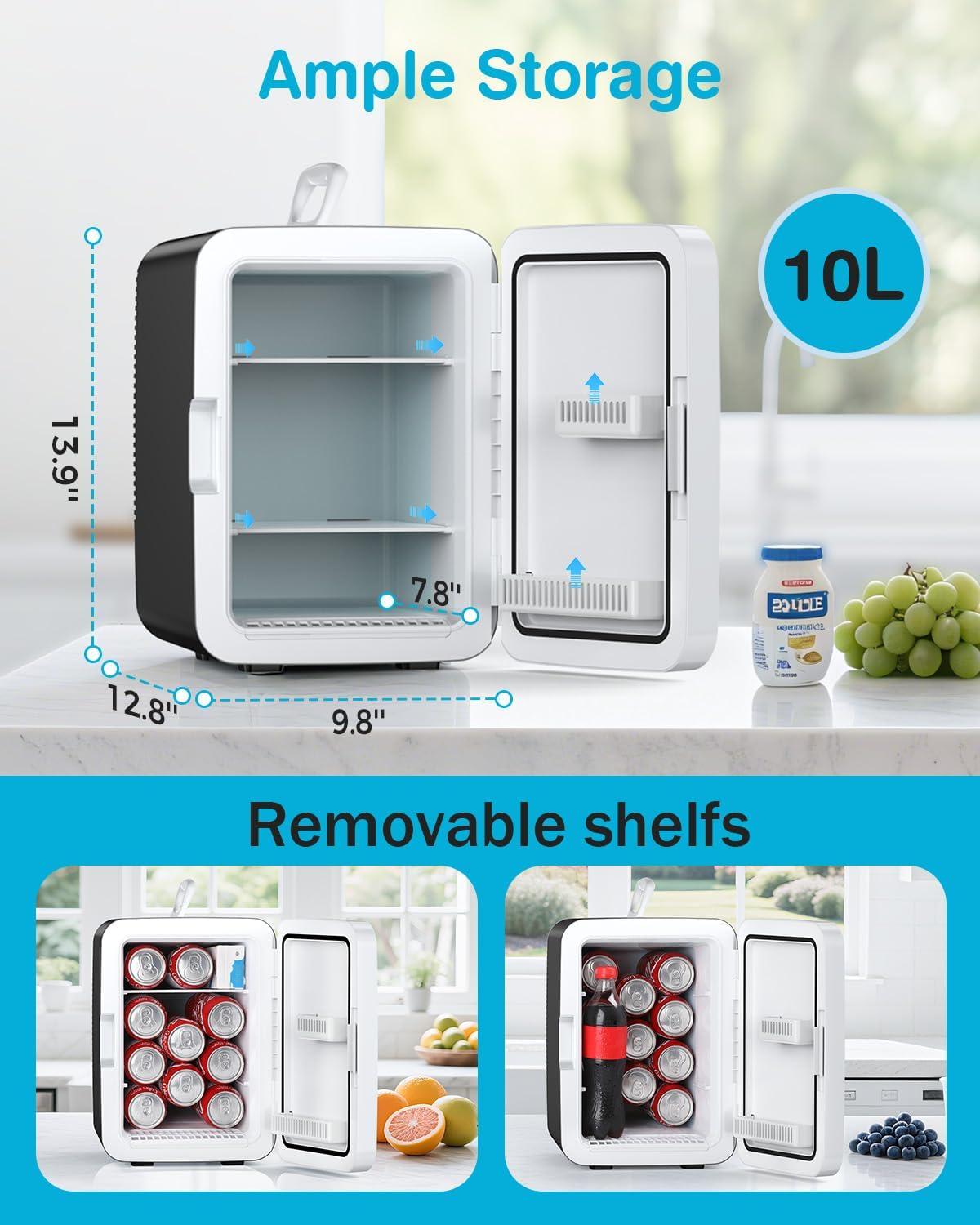 imageAntarctic Star Compact Mini Fridge 10L Portable Small Refrigerator 26 Gal Mini Fridge with ACDC Adapters Small Cosmetics Cooler for Beverage Food Makeup Bedroom Office Dorm BlackBlack