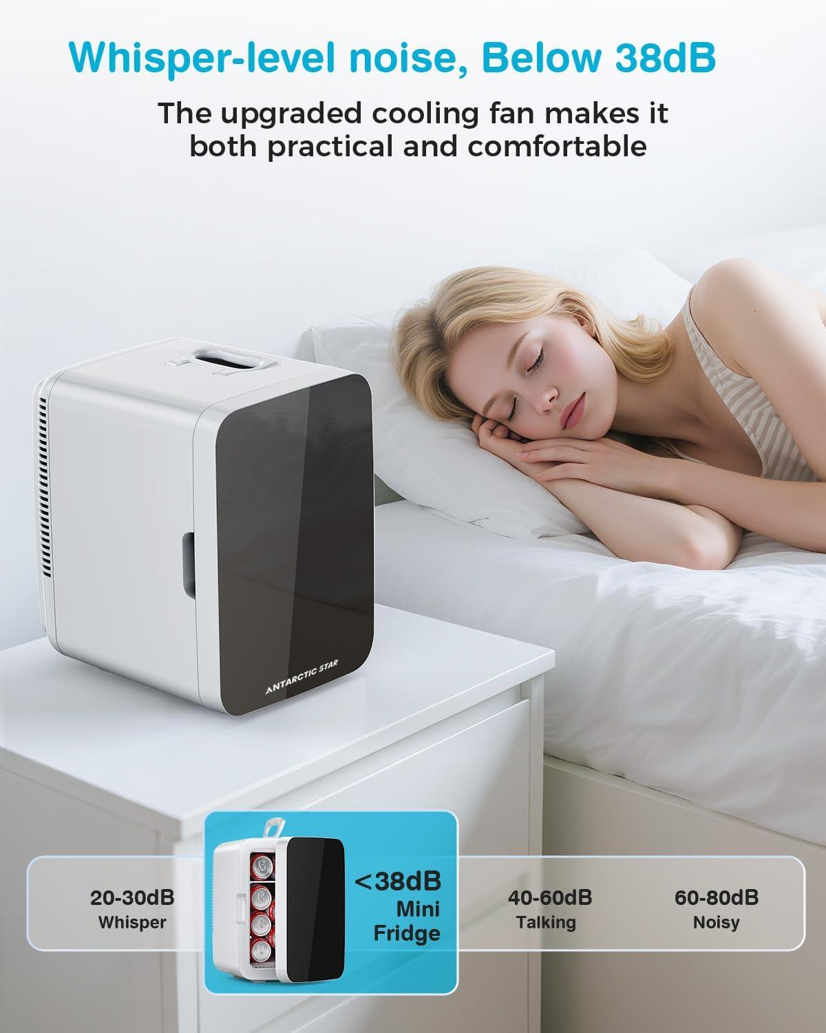 imageAntarctic Star Compact Mini Fridge 10L Portable Small Refrigerator 26 Gal Mini Fridge with ACDC Adapters Small Cosmetics Cooler for Beverage Food Makeup Bedroom Office Dorm BlackWhite