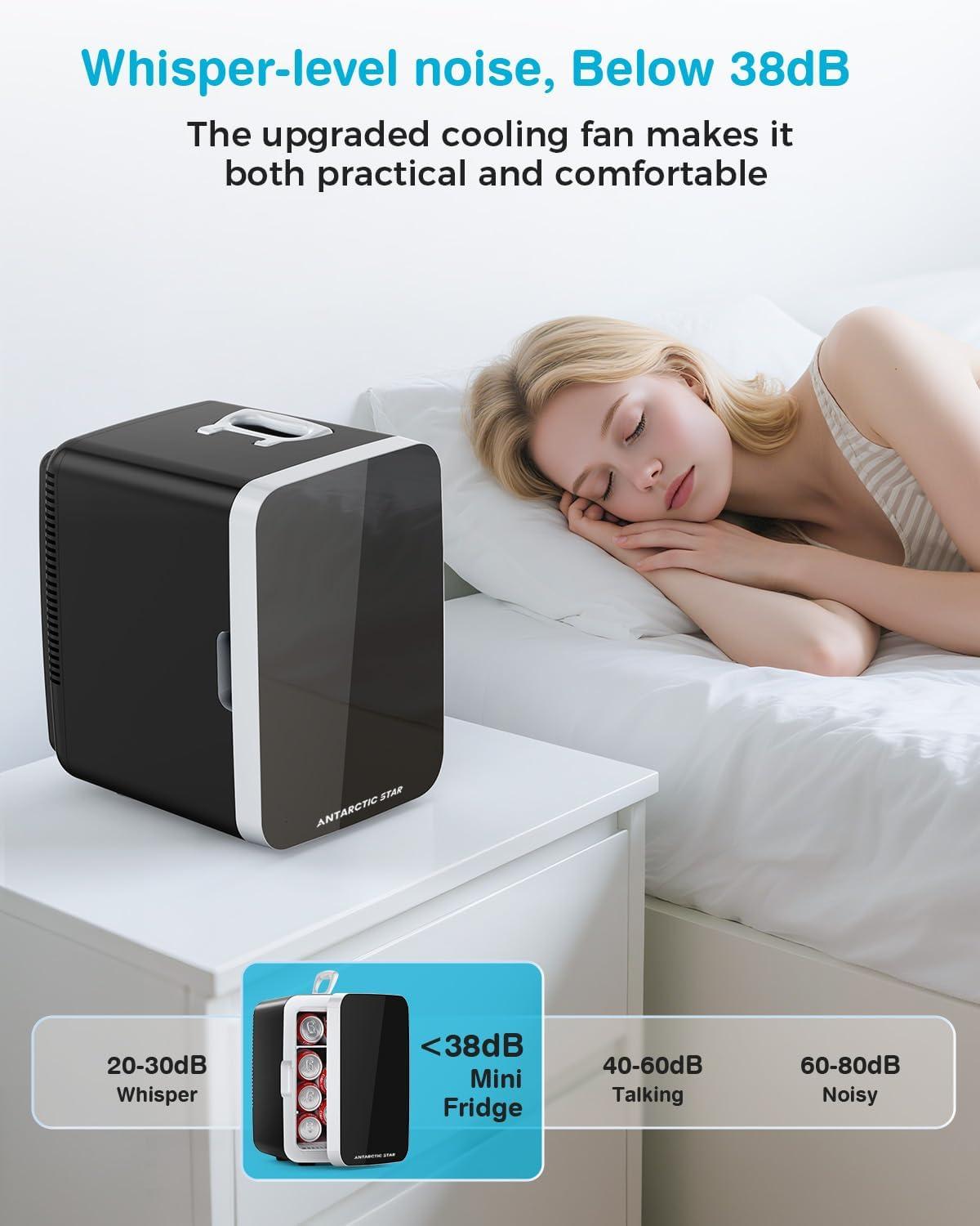 imageAntarctic Star Compact Mini Fridge 10L Portable Small Refrigerator 26 Gal Mini Fridge with ACDC Adapters Small Cosmetics Cooler for Beverage Food Makeup Bedroom Office Dorm BlackBlack