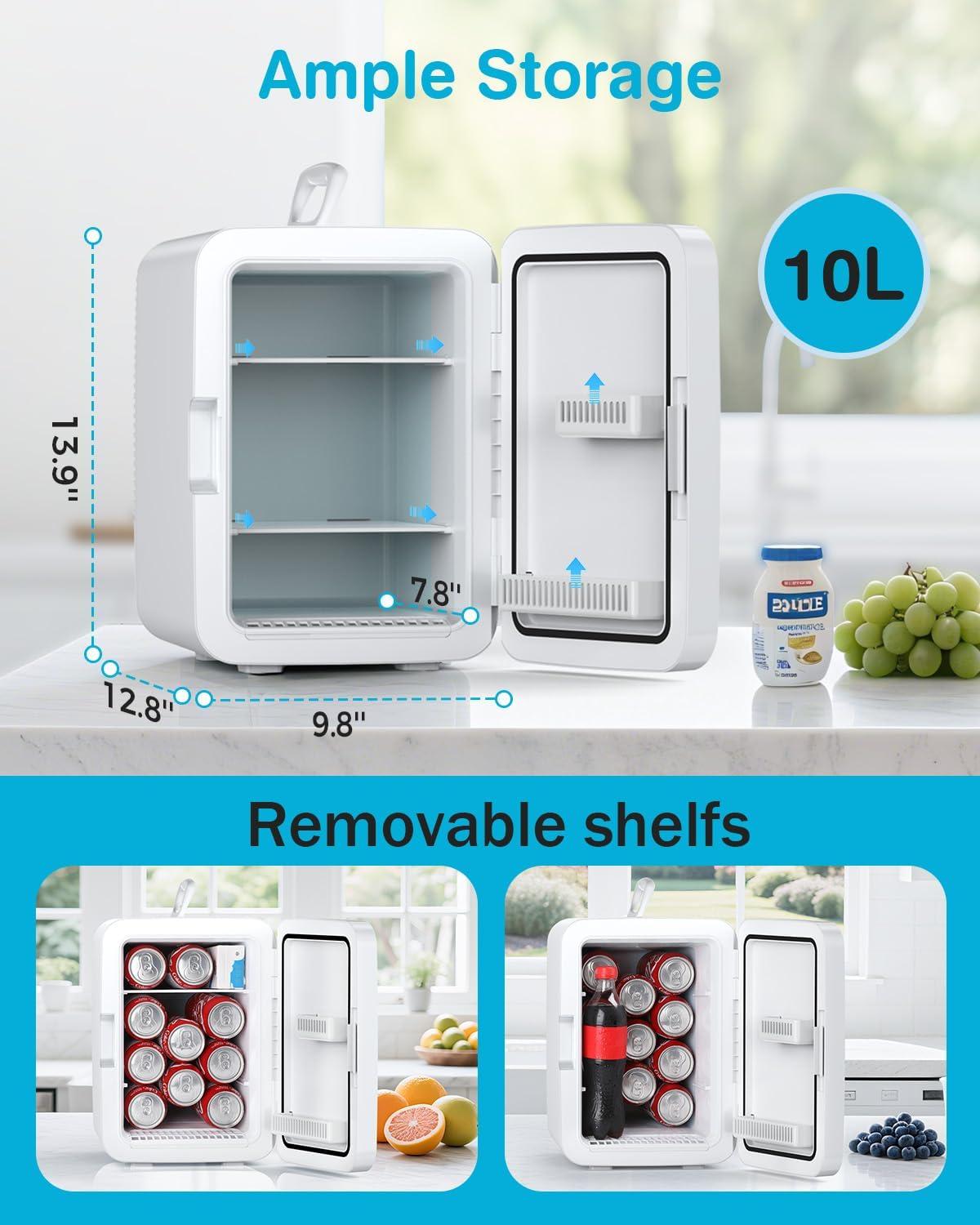 imageAntarctic Star Compact Mini Fridge 10L Portable Small Refrigerator 26 Gal Mini Fridge with ACDC Adapters Small Cosmetics Cooler for Beverage Food Makeup Bedroom Office Dorm BlackWhite