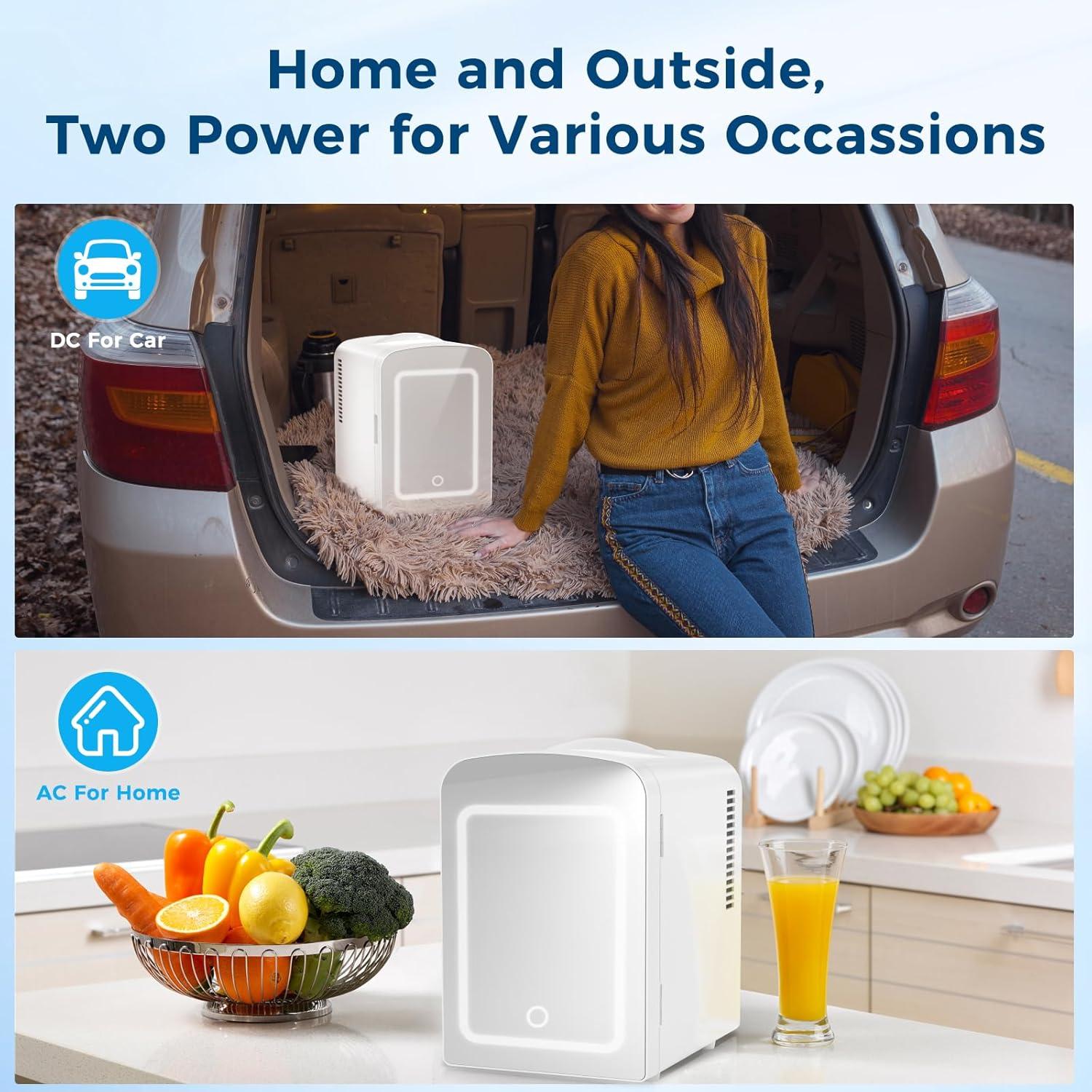 imageAntarctic Star Compact Refrigerator Portable Mini Fridge Skin Care 4L Capacity6 Cans for Bedroom Car Office ampamp Dorm Small Cooler for Cosmetics Beverage and Food BlackWhite Mirror