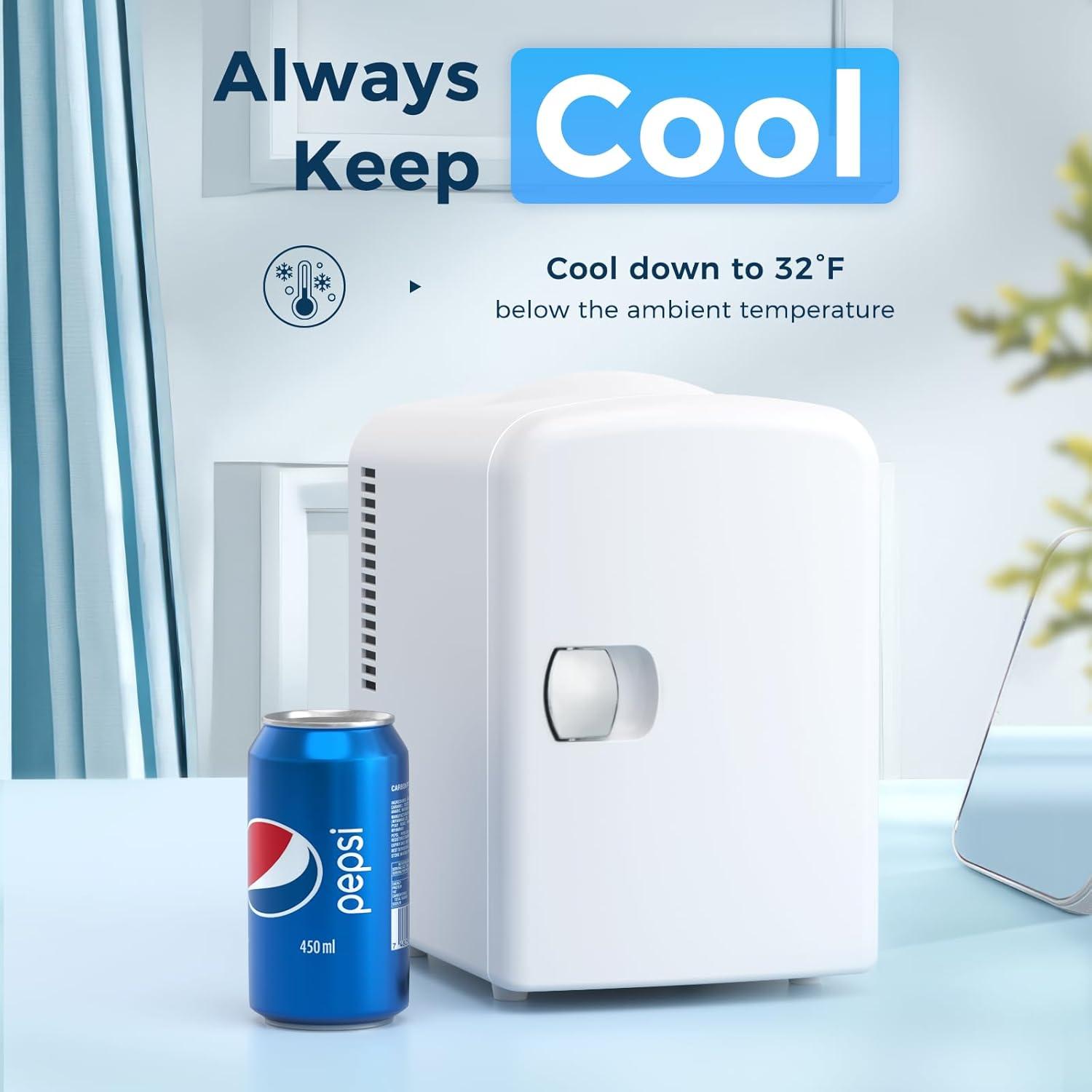 imageAntarctic Star Compact Refrigerator Portable Mini Fridge Skin Care 4L Capacity6 Cans for Bedroom Car Office ampamp Dorm Small Cooler for Cosmetics Beverage and Food BlackWhite