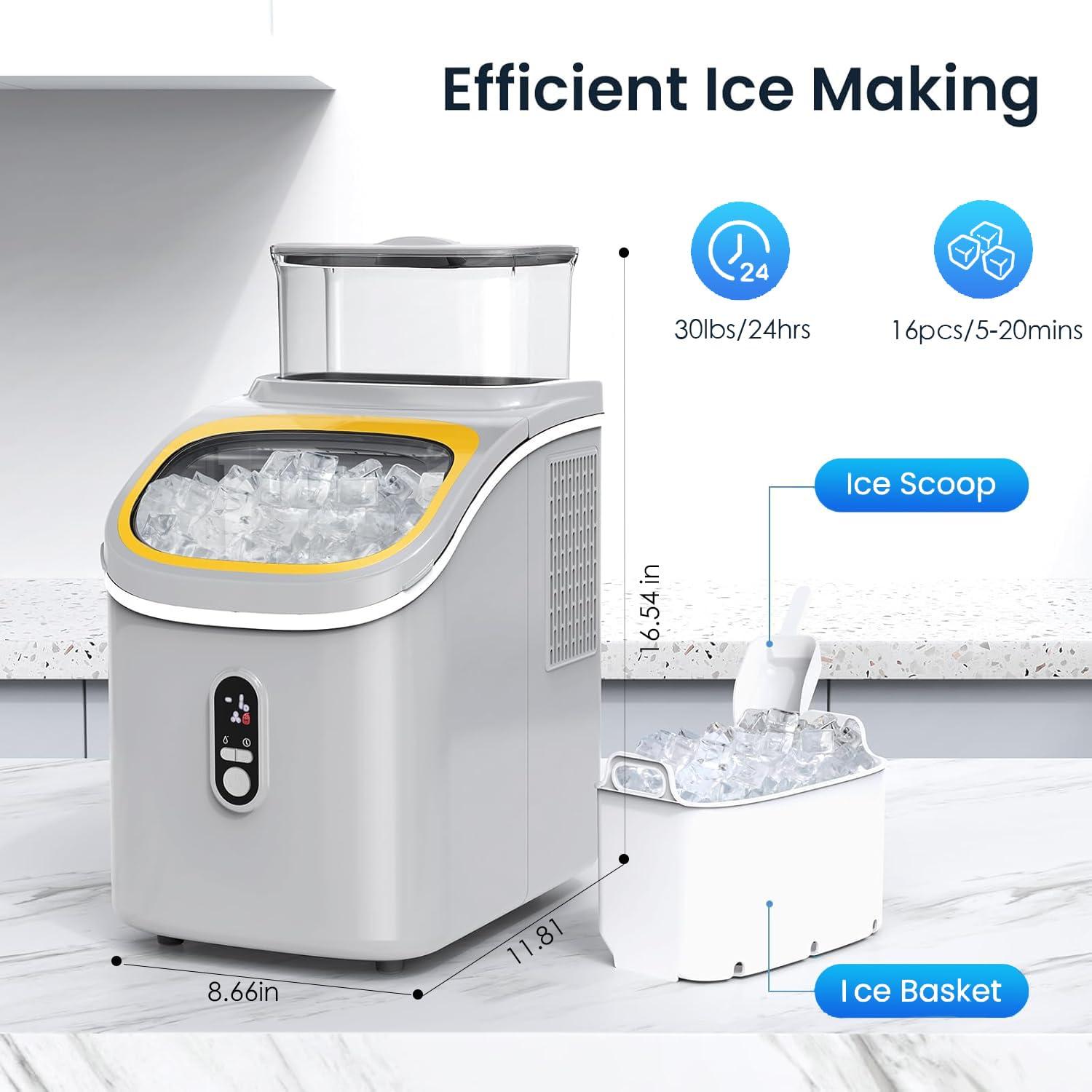 imageAntarctic Star Countertop Ice Maker Machine 30lbs24Hrs 3 Thickness Ice Cubes 16Pcs13 Mins2 Ways to Add Water SelfCleaning Ice Cube Maker wBasket and Scoop for HomeKitchenCampingRV GreyGERY