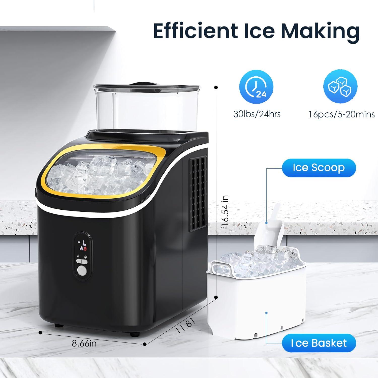 imageAntarctic Star Countertop Ice Maker Machine 30lbs24Hrs 3 Thickness Ice Cubes 16Pcs13 Mins2 Ways to Add Water SelfCleaning Ice Cube Maker wBasket and Scoop for HomeKitchenCampingRV GreyBLACK