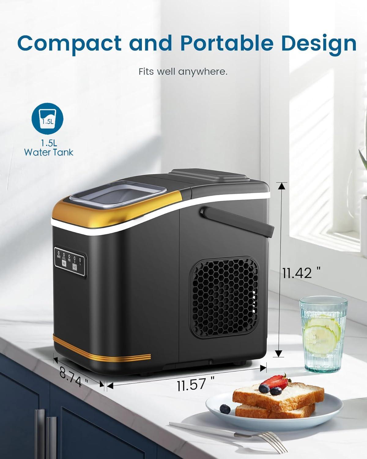 imageAntarctic Star Countertop Ice Maker Machine with Handle 2 Size Ice Cube 9 Cubes Ready in 6 Mins 26lbs24Hrs SelfCleaning Portable Ice Maker wBasket and Scoop for HomeKitchenCampingRV WhiteZ5812KBlack