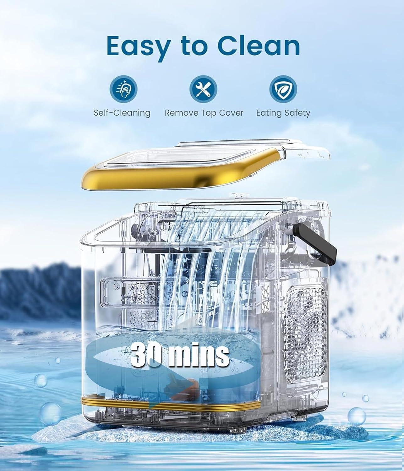 imageAntarctic Star Countertop Ice Maker Machine with Handle 2 Size Ice Cube 9 Cubes Ready in 6 Mins 26lbs24Hrs SelfCleaning Portable Ice Maker wBasket and Scoop for HomeKitchenCampingRV WhiteZ5812KBlack