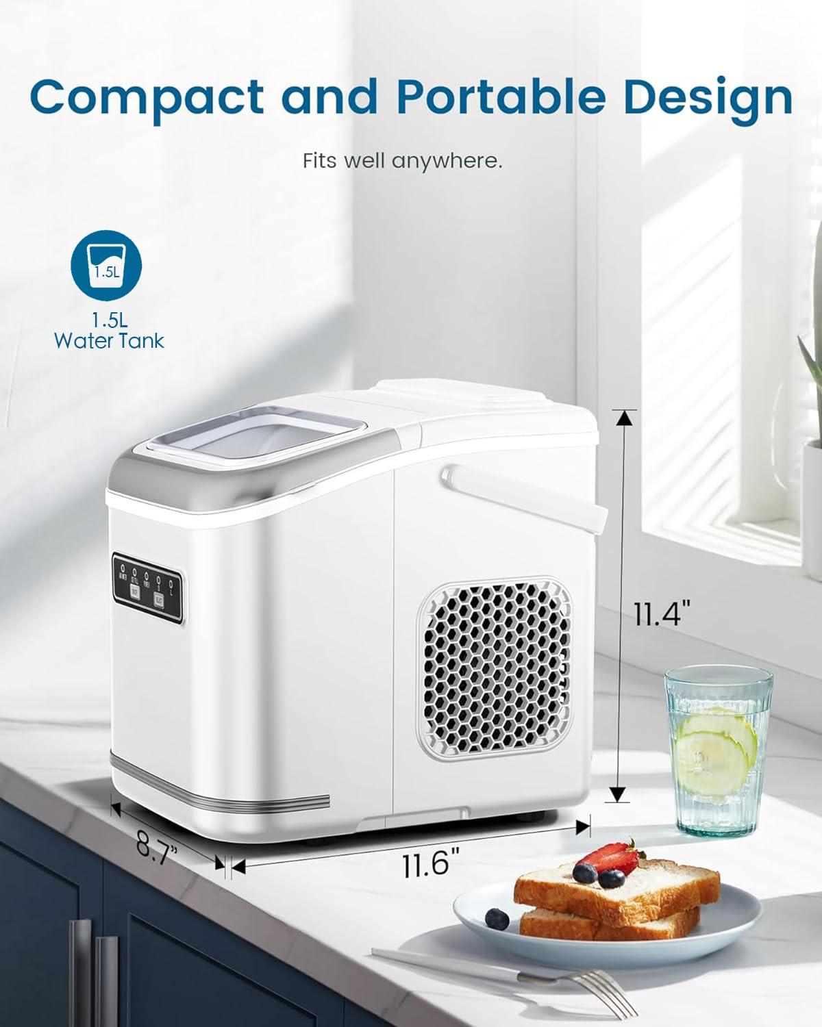 imageAntarctic Star Countertop Ice Maker Machine with Handle 2 Size Ice Cube 9 Cubes Ready in 6 Mins 26lbs24Hrs SelfCleaning Portable Ice Maker wBasket and Scoop for HomeKitchenCampingRV WhiteZ5812KWhite