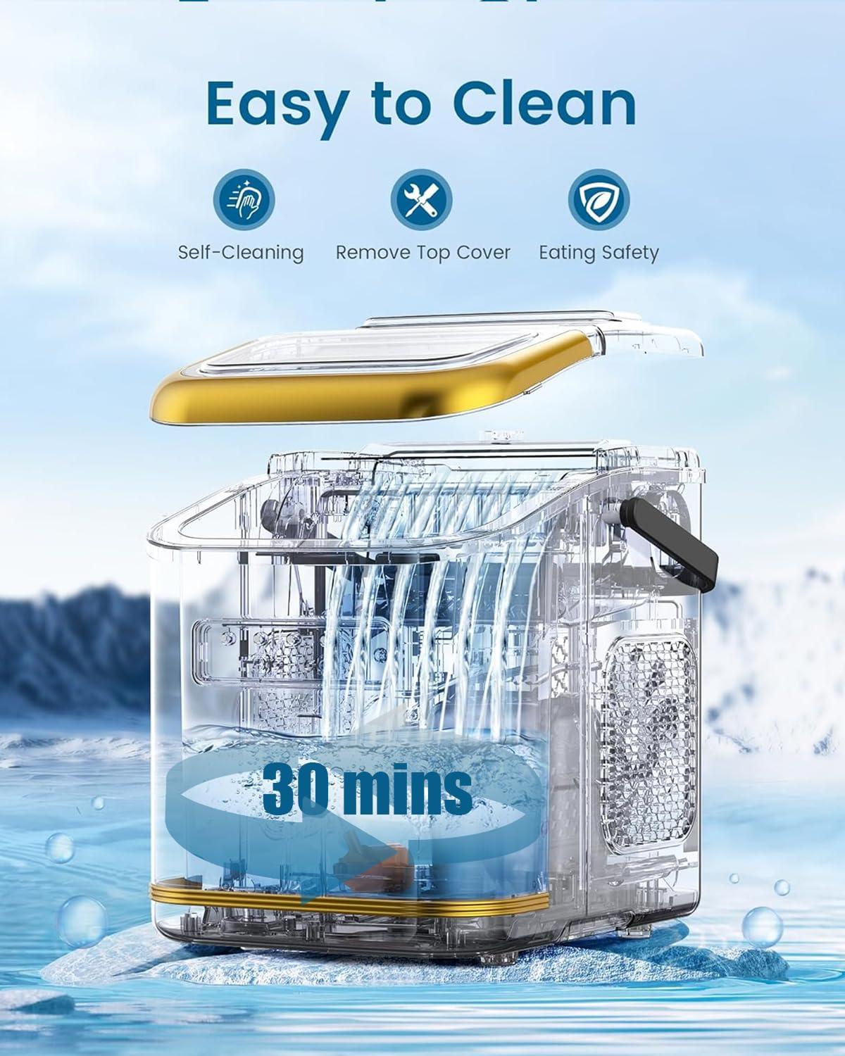 imageAntarctic Star Countertop Ice Maker Machine with Handle 2 Size Ice Cube 9 Cubes Ready in 6 Mins 26lbs24Hrs SelfCleaning Portable Ice Maker wBasket and Scoop for HomeKitchenCampingRV WhiteZ5812KWhite