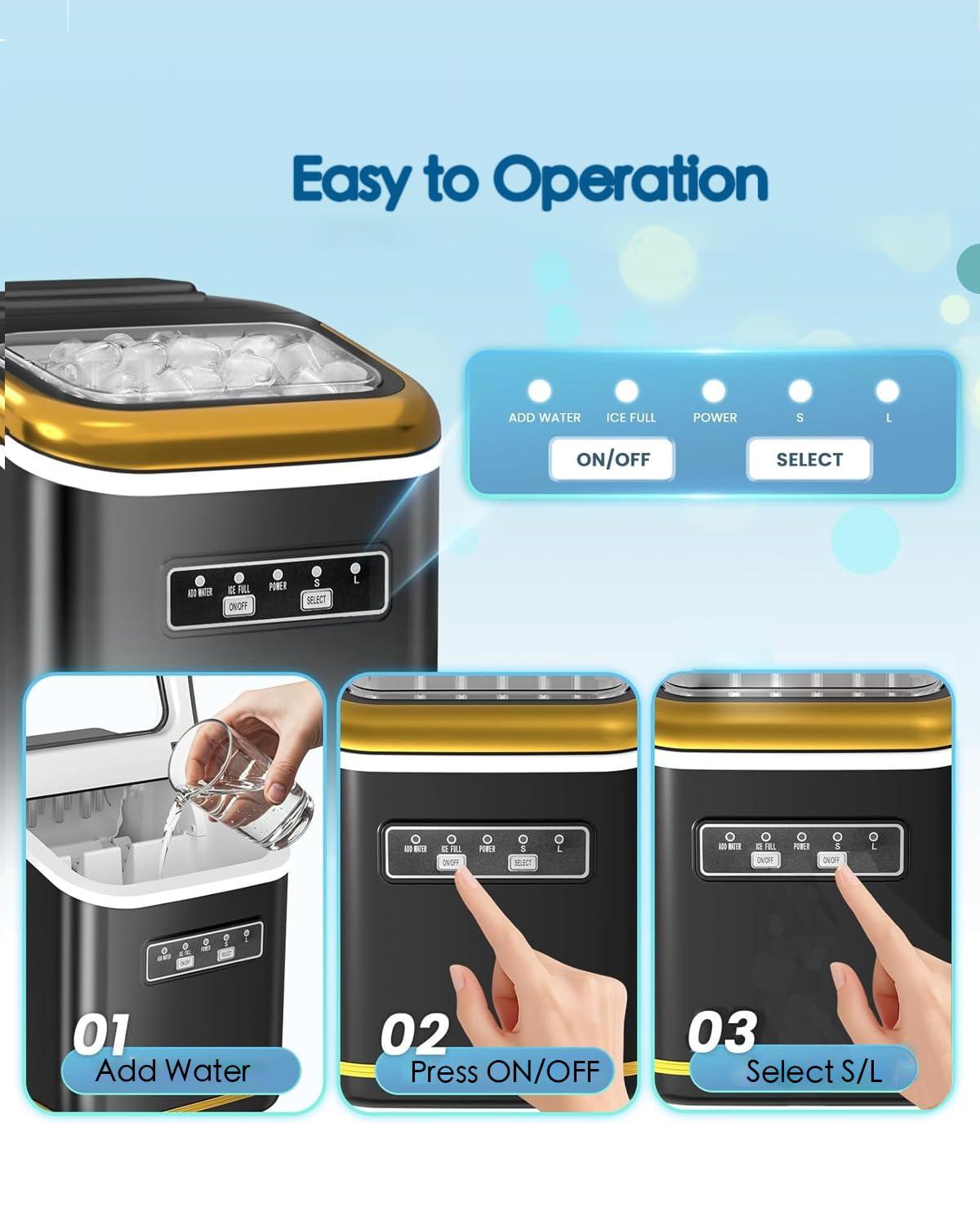 imageAntarctic Star Countertop Ice Maker Machine with Handle 2 Size Ice Cube 9 Cubes Ready in 6 Mins 26lbs24Hrs SelfCleaning Portable Ice Maker wBasket and Scoop for HomeKitchenCampingRV WhiteZ5812KBlack