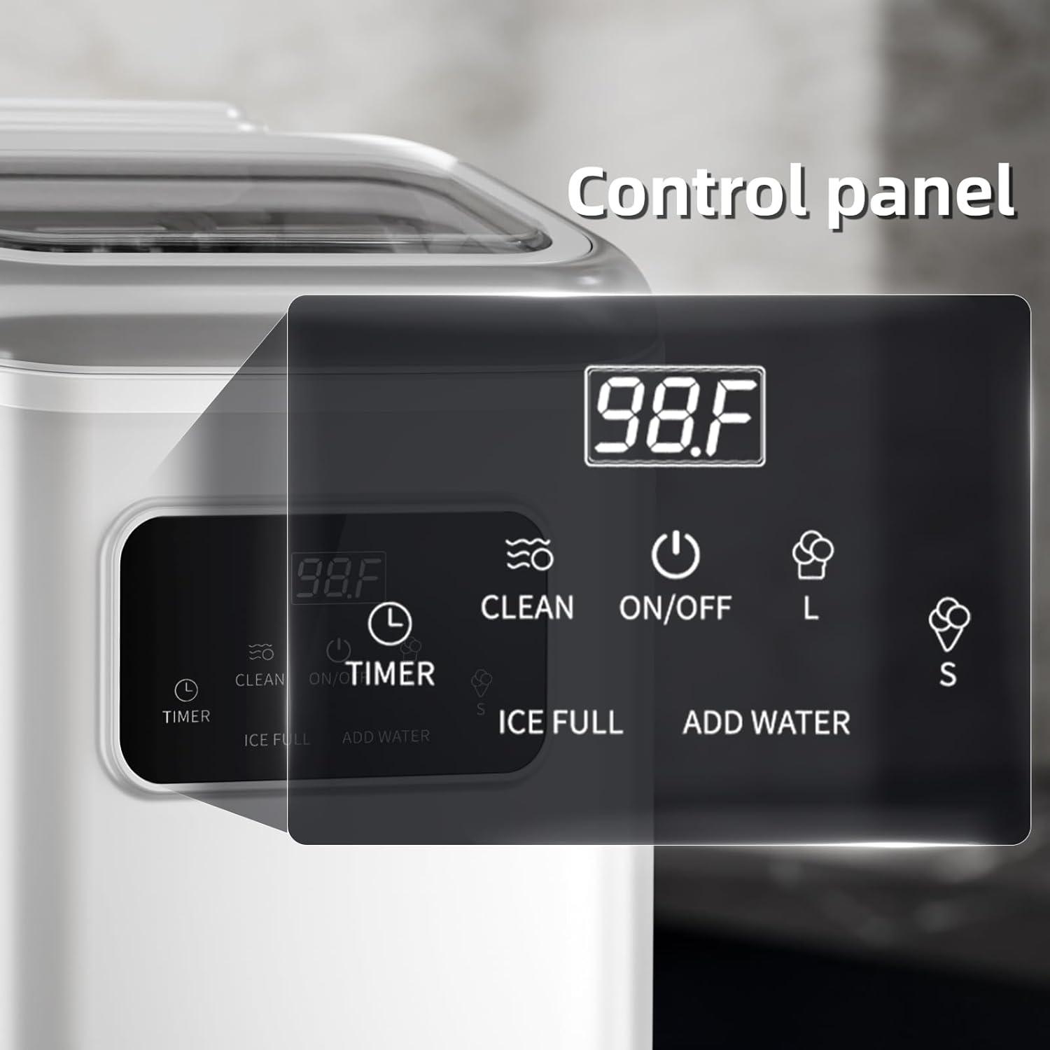 imageAntarctic Star Countertop Ice Maker Portable Ice Machine with Carry Handle 28Lbs24H 2 Sizes Bullet Ice 24H Timing 9 Cubes in 6 Mins OfficeKitchenBar WhiteWHITE