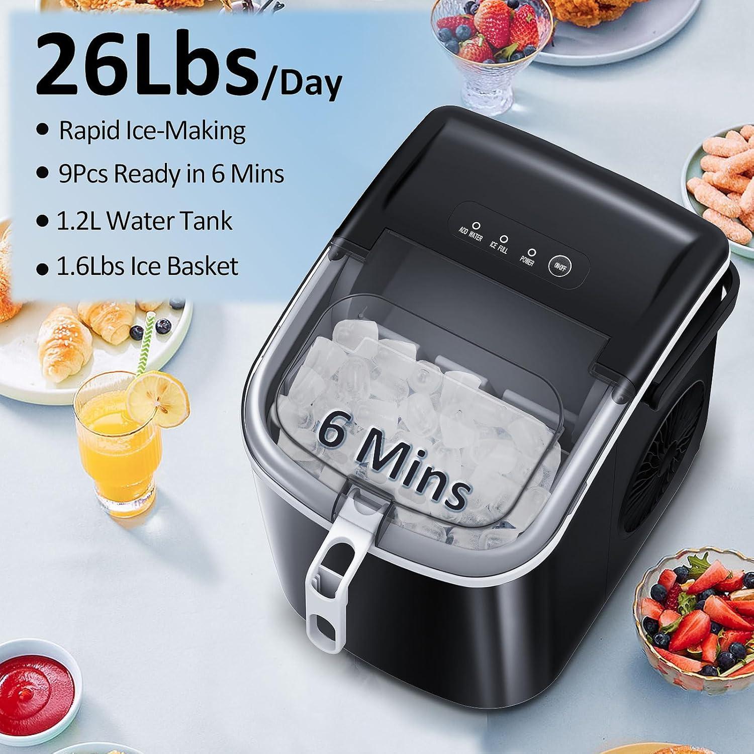 imageAntarctic Star Countertop Ice Maker Portable Ice Machine with HandleBullet Ice AutomaticCleaning Ice Makers 26Lbs24H 9 Ice Cubes Ready in 6 Mins for Home Kitchen Bar Party BlackBlack