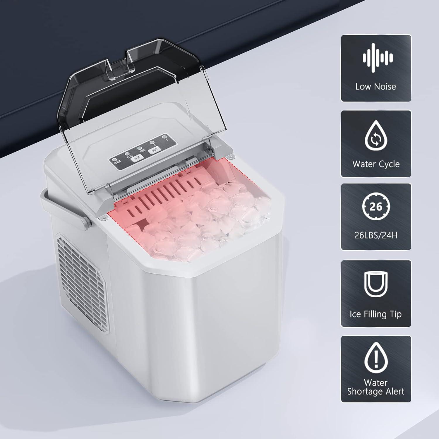 imageAntarctic Star Countertop Ice Maker Portable Ice Machine with HandleSelfCleaning Ice Makers 26Lbs24H 9 Ice Cubes Ready in 6 Mins SL for Home Kitchen Bar Party White