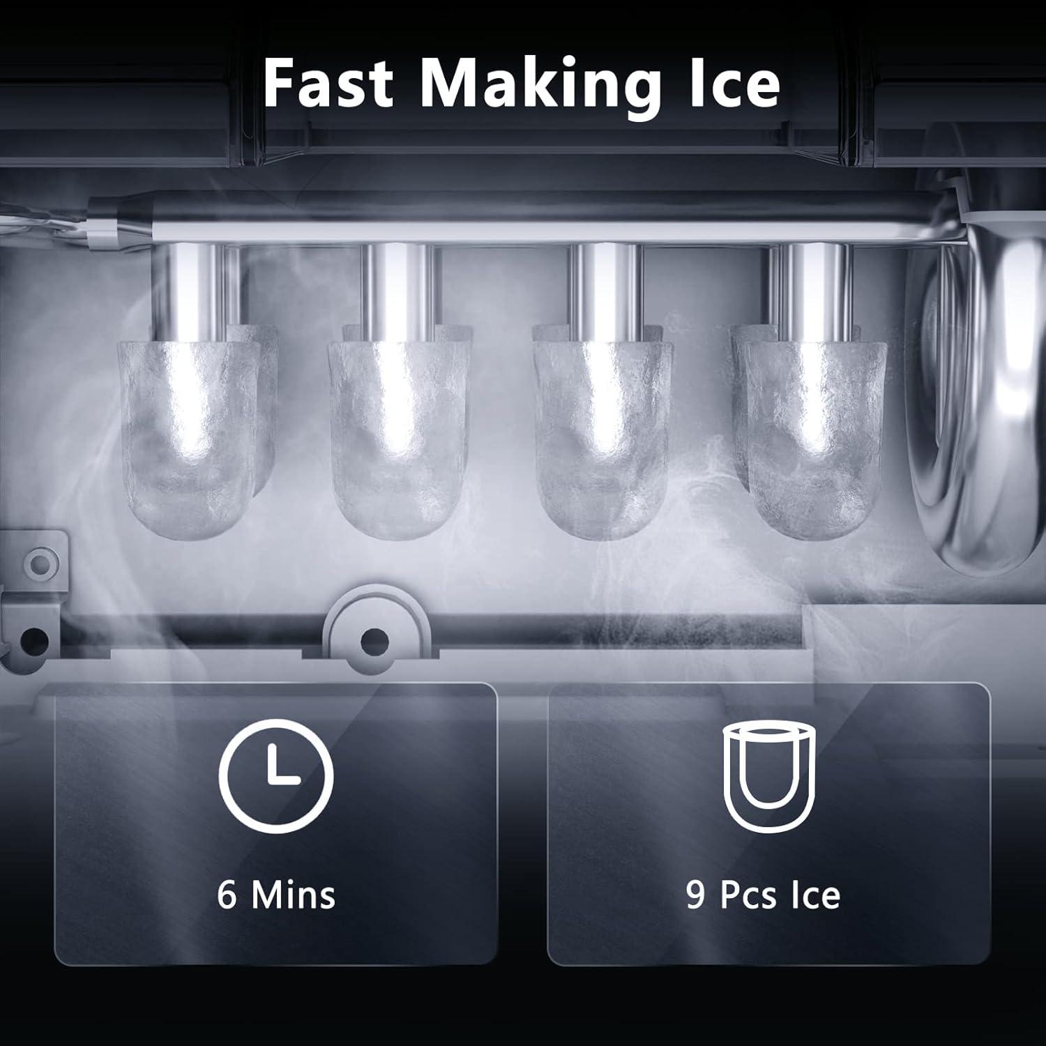 imageAntarctic Star Countertop Ice Maker Portable Ice Machine with HandleSelfCleaning Ice Makers 26Lbs24H 9 Ice Cubes Ready in 6 Mins SL for Home Kitchen Bar Party White