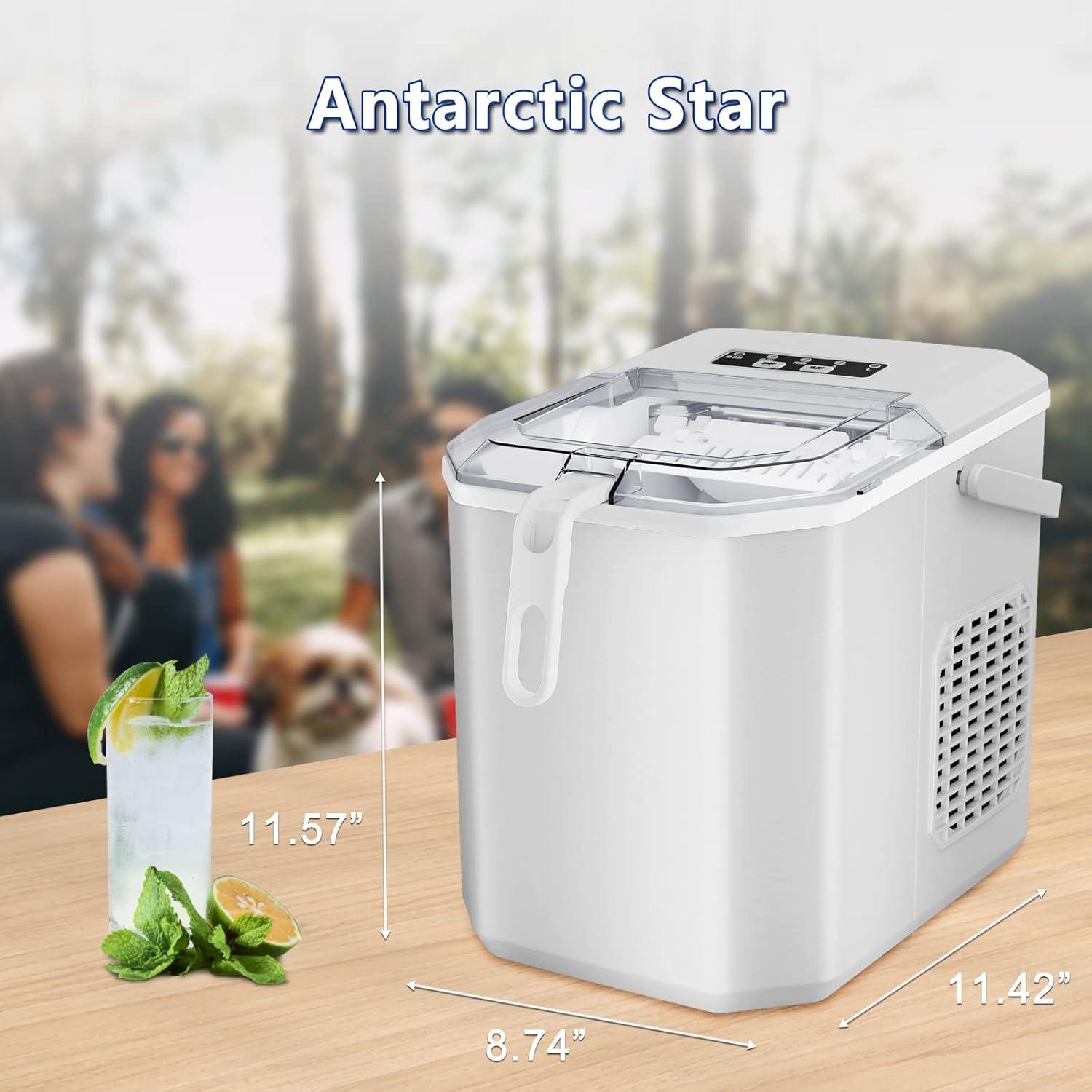 imageAntarctic Star Countertop Ice Maker Portable Ice Machine with HandleSelfCleaning Ice Makers 26Lbs24H 9 Ice Cubes Ready in 6 Mins SL for Home Kitchen Bar Party White
