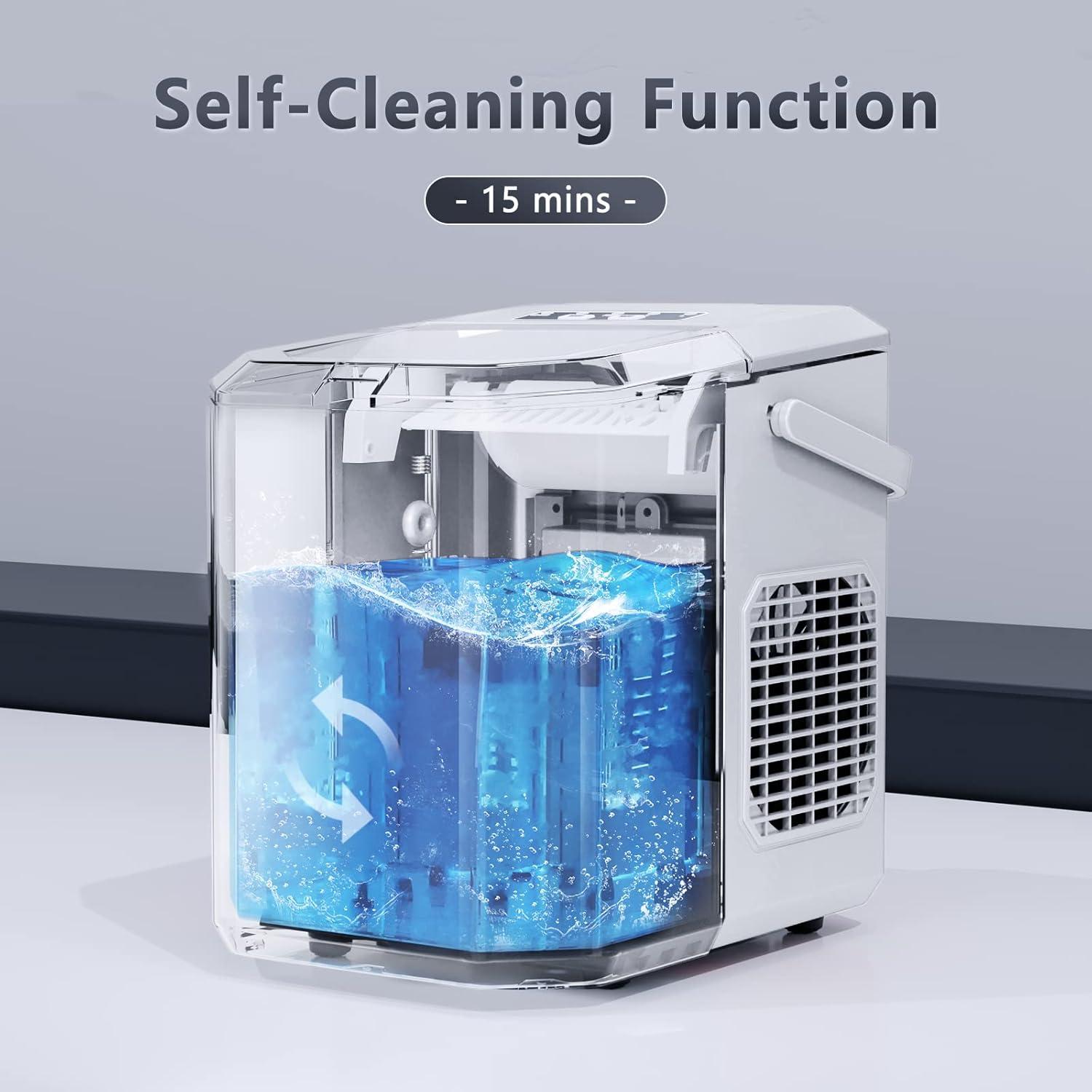 imageAntarctic Star Countertop Ice Maker Portable Ice Machine with HandleSelfCleaning Ice Makers 26Lbs24H 9 Ice Cubes Ready in 6 Mins SL for Home Kitchen Bar Party White