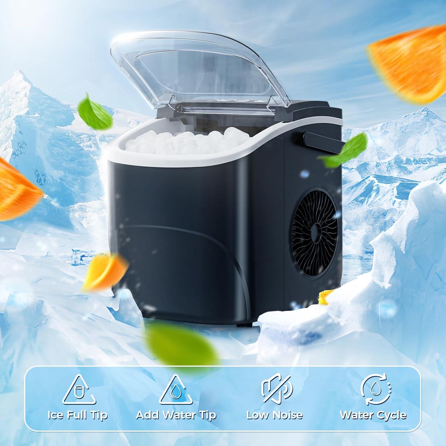 imageAntarctic Star Countertop Ice Maker Portable Ice MachineBullet Ice AutomaticCleaning Ice Makers 26Lbs24H 9 Ice Cubes Ready in 68 Mins for Home Kitchen Bar Party BlackBLACK