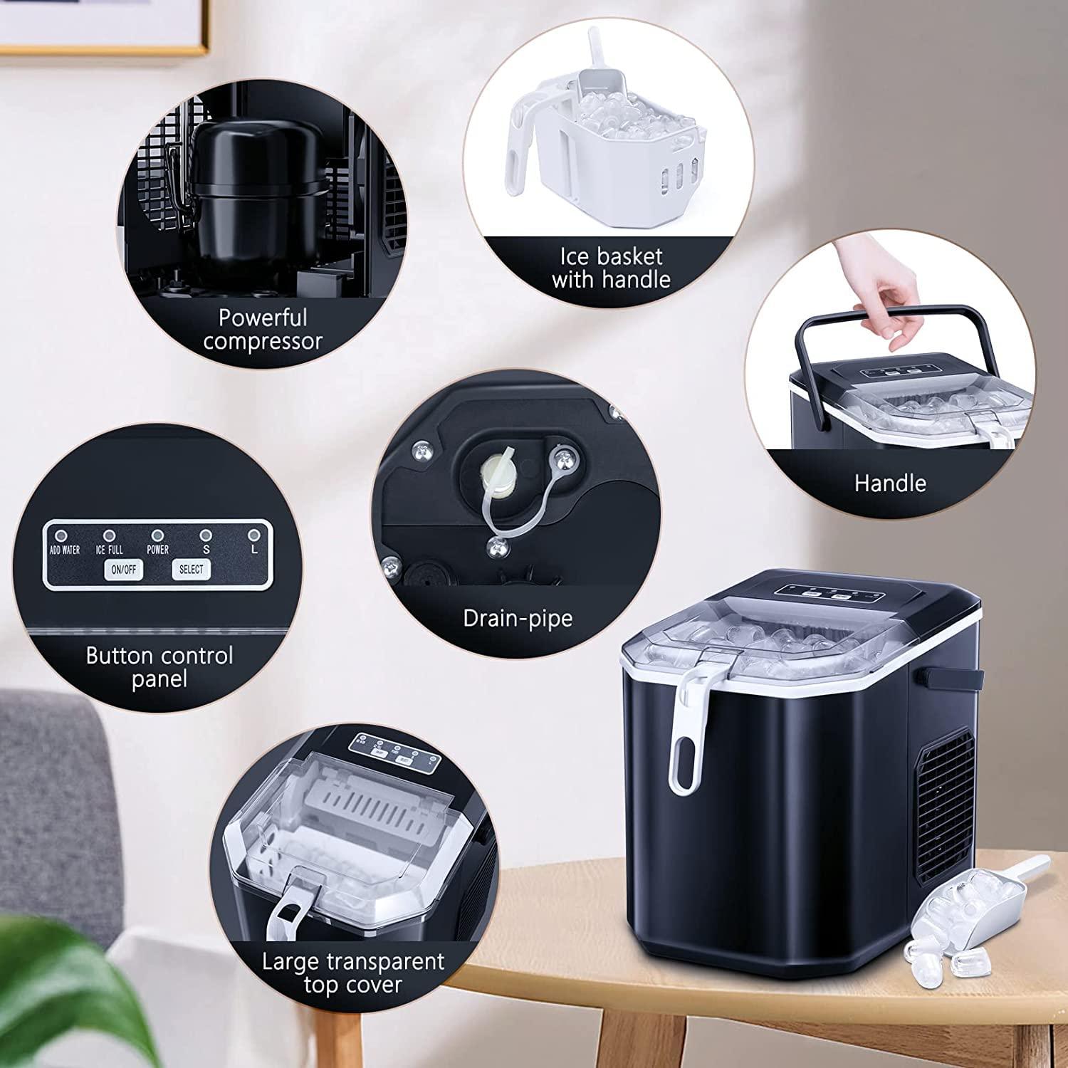 imageAntarctic Star Countertop Ice Maker Portable Machine with HandleSelfCleaning Makers 26Lbs24H 9 Cubes Ready in 6 Mins SL ice for Home Kitchen Bar Party Black