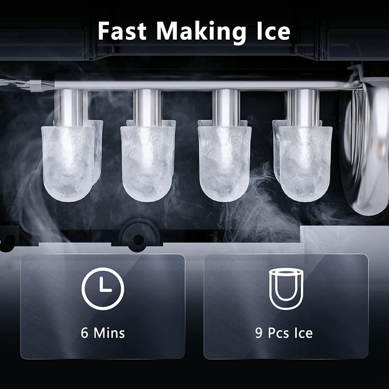 imageAntarctic Star Countertop Ice Maker Portable Machine with HandleSelfCleaning Makers 26Lbs24H 9 Cubes Ready in 6 Mins SL ice for Home Kitchen Bar Party Black