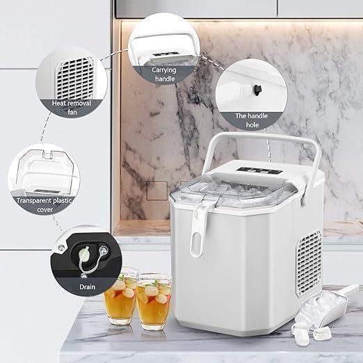 imageAntarctic Star Countertop Ice Maker26lbs24Hrs9 Bullet Ice Cubes Every 6 MinutesSLSelfCleaning countertop ice Makers with Basket and ScoopPerfect for Home Kitchen RV Camping WhiteWhite