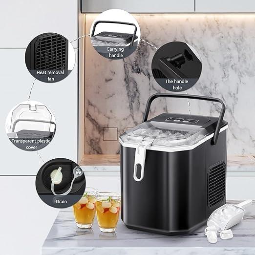imageAntarctic Star Countertop Ice Maker26lbs24Hrs9 Bullet Ice Cubes Every 6 MinutesSLSelfCleaning countertop ice Makers with Basket and ScoopPerfect for Home Kitchen RV Camping Black