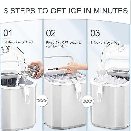 imageAntarctic Star Countertop Ice Maker26lbs24Hrs9 Bullet Ice Cubes Every 6 MinutesSLSelfCleaning countertop ice Makers with Basket and ScoopPerfect for Home Kitchen RV Camping WhiteWhite