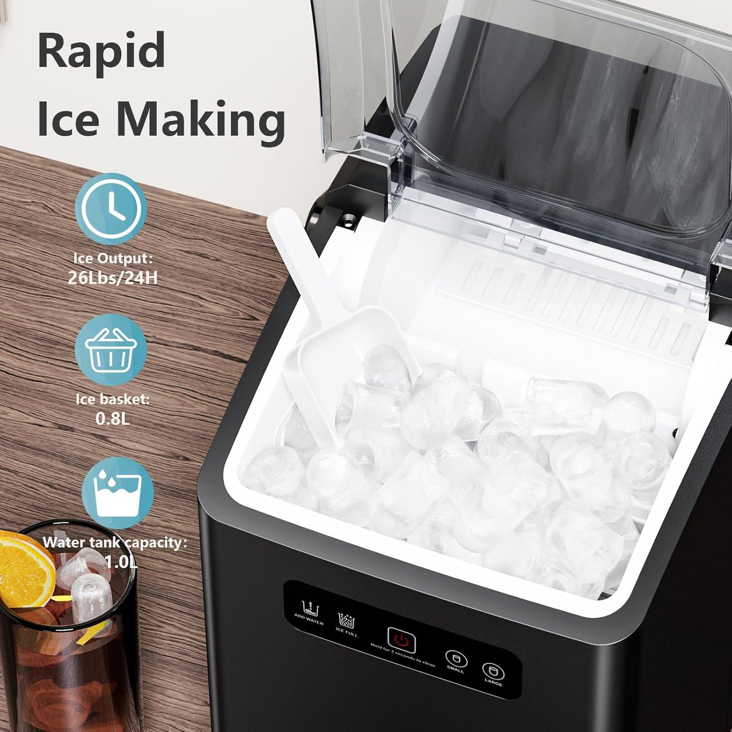 imageAntarctic Star Countertop Ice MakerPortable Ice Machine with Handle26 lbs Per Day 9 Ice Cubes in 6 MinsselfCleaning Ice Maker with Scoop and Basket for HomeKitchenCampingRVBlack