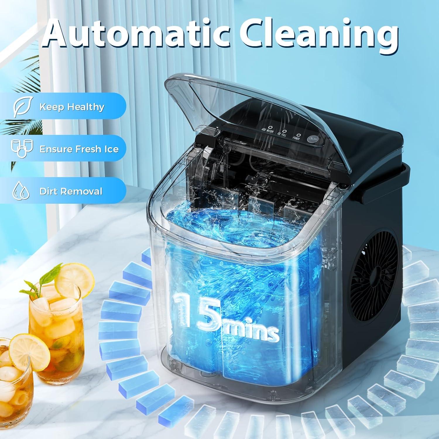 imageAntarctic Star Countertop Ice MakerPortable Ice Makers with SelfCleaning Bullet Ice Machine 26Lbs24H 9 Ice Cubes Ready in 6 Mins for Kitchen Bar Party RV Black