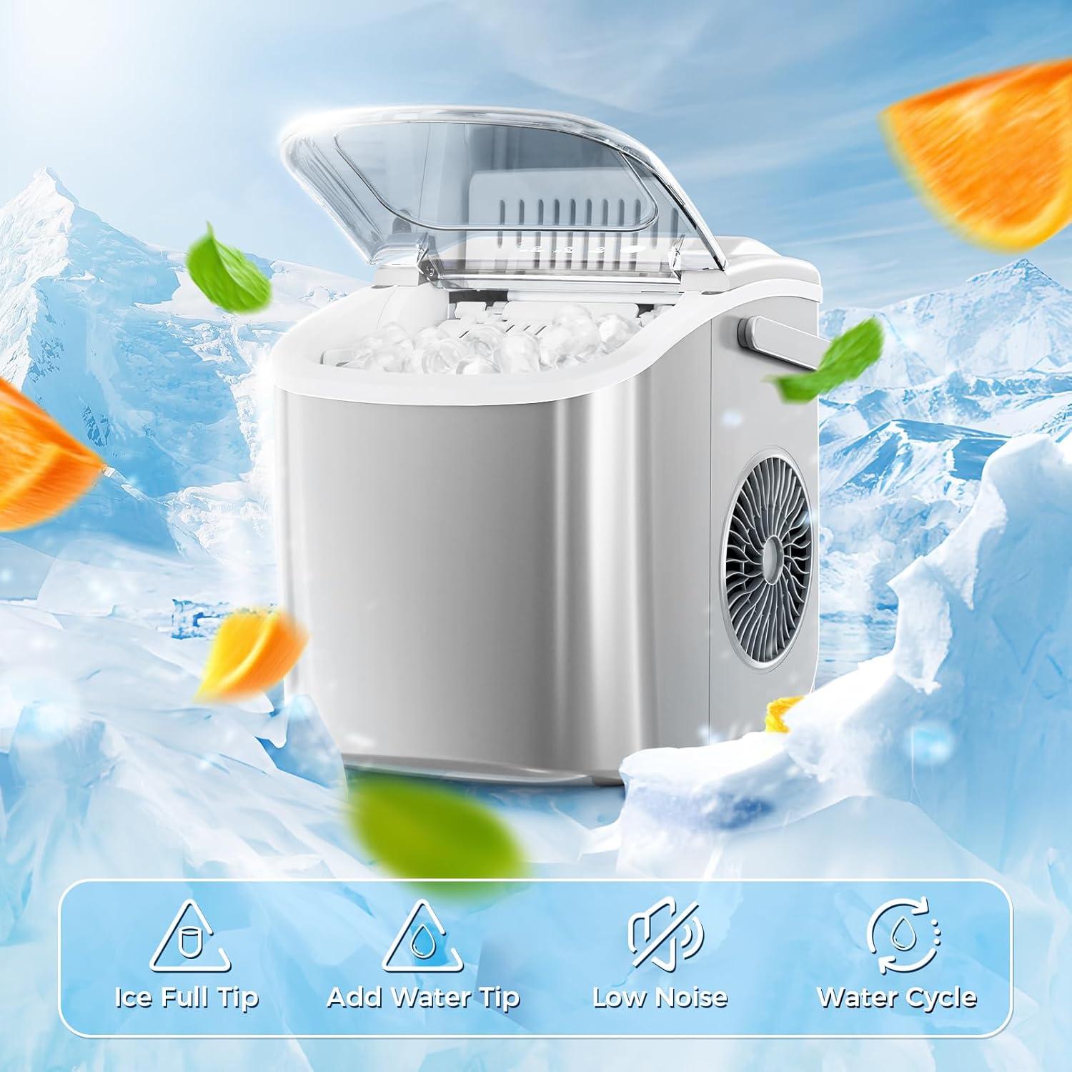 imageAntarctic Star Countertop Ice MakerPortable Ice Makers with SelfCleaning Bullet Ice Machine 26Lbs24H 9 Ice Cubes Ready in 6 Mins for Kitchen Bar Party RV GreyGrey