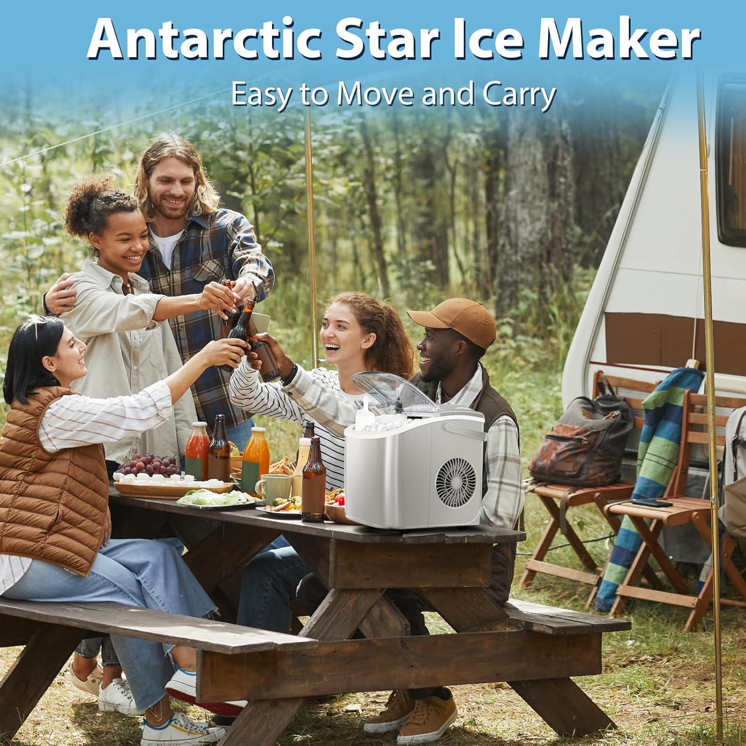 imageAntarctic Star Countertop Ice MakerPortable Ice Makers with SelfCleaning Bullet Ice Machine 26Lbs24H 9 Ice Cubes Ready in 6 Mins for Kitchen Bar Party RV GreyGrey