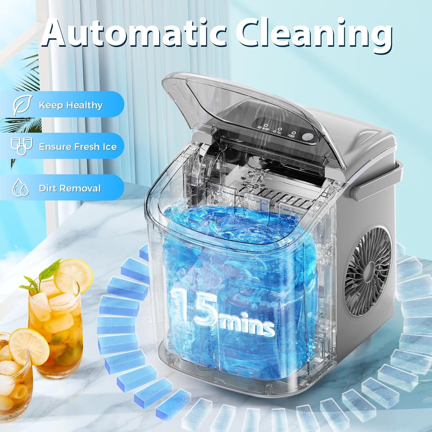 imageAntarctic Star Countertop Ice MakerPortable Ice Makers with SelfCleaning Bullet Ice Machine 26Lbs24H 9 Ice Cubes Ready in 6 Mins for Kitchen Bar Party RV GreyGrey