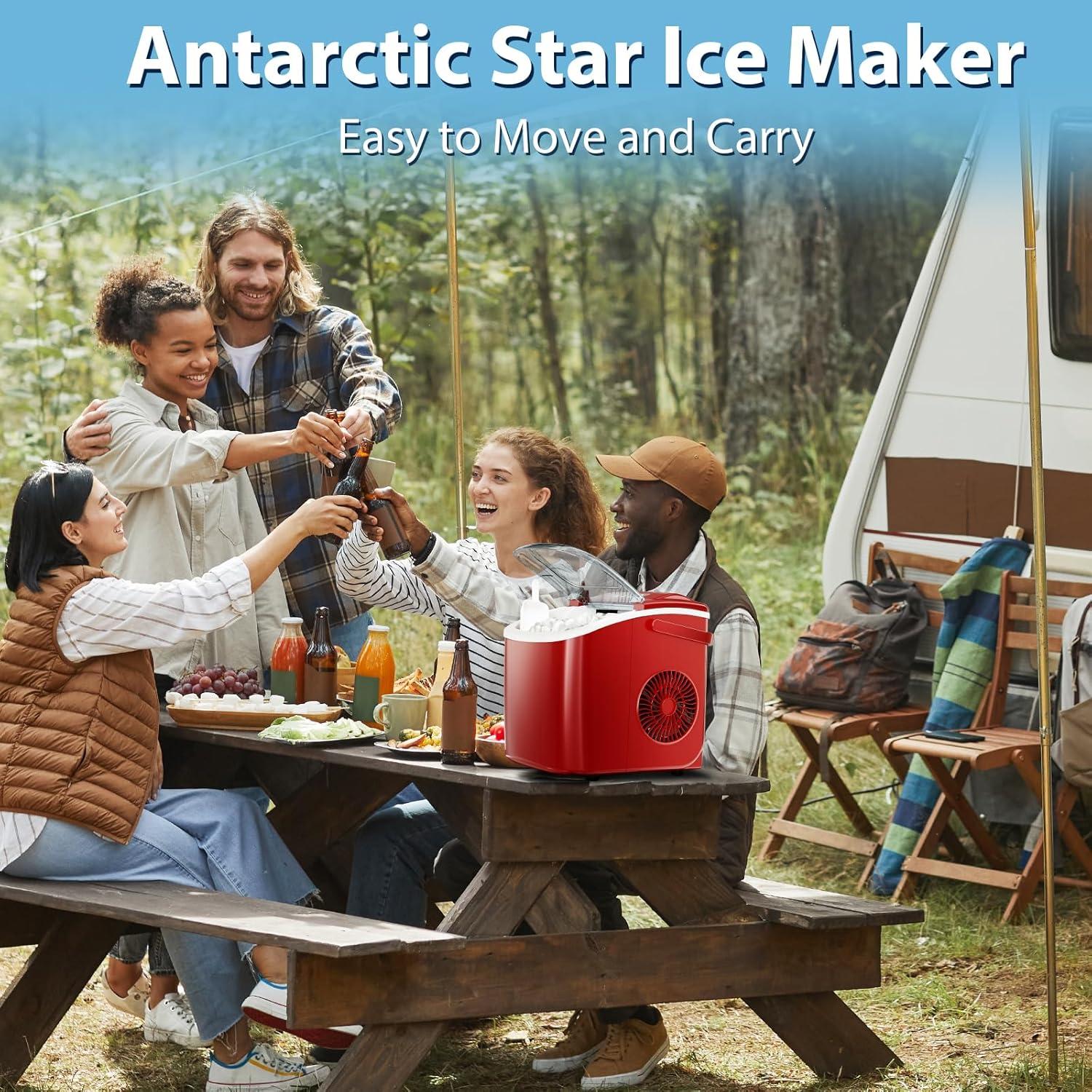 imageAntarctic Star Countertop Ice MakerPortable Ice Makers with SelfCleaning Bullet Ice Machine 26Lbs24H 9 Ice Cubes Ready in 6 Mins for Kitchen Bar Party RV GreyRed
