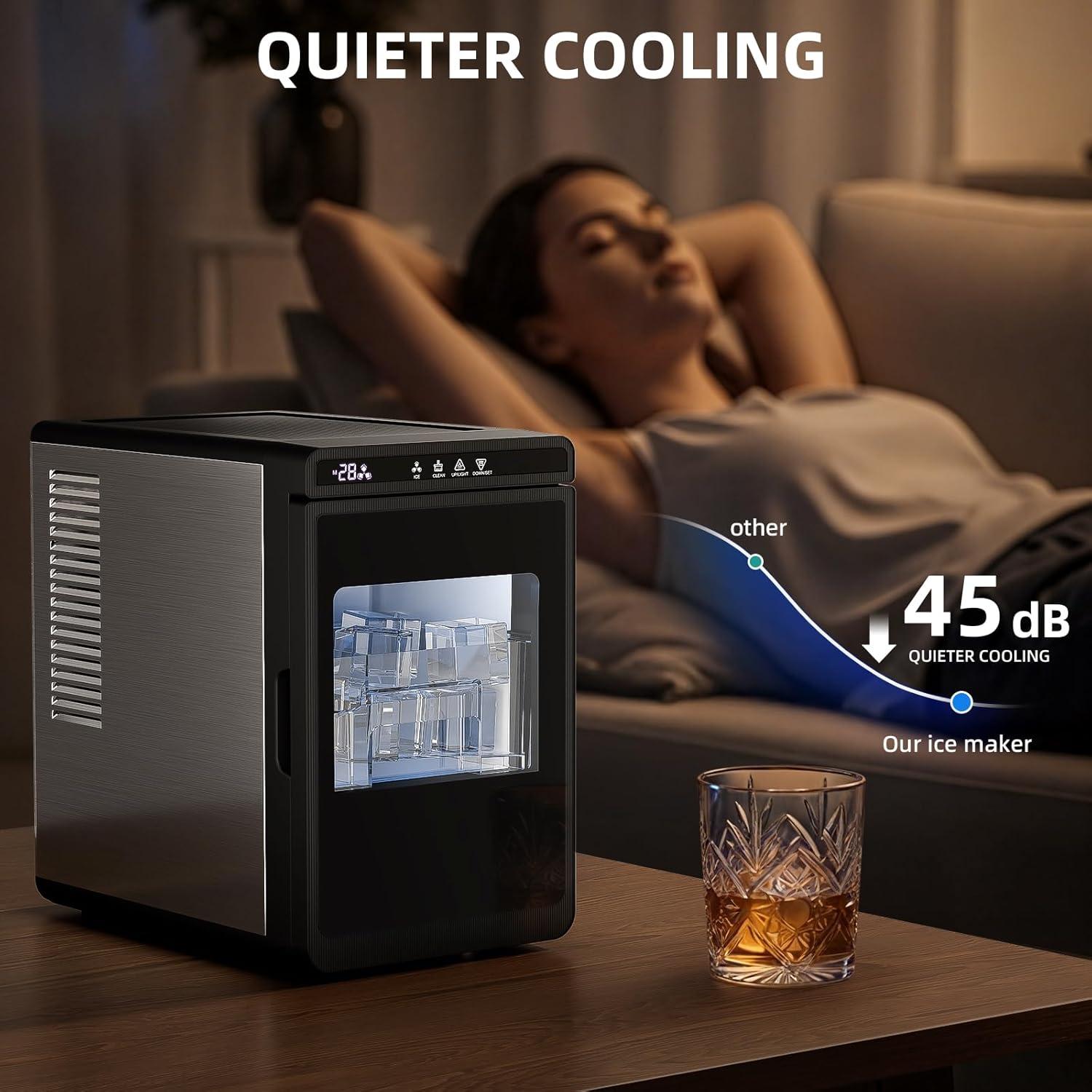 imageAntarctic Star Countertop Ice MakerPortable Ice Makers with SelfCleaning Bullet Ice Machine 26Lbs24H 9 Ice Cubes Ready in 6 Mins for Kitchen Bar Party RV GreyBlack