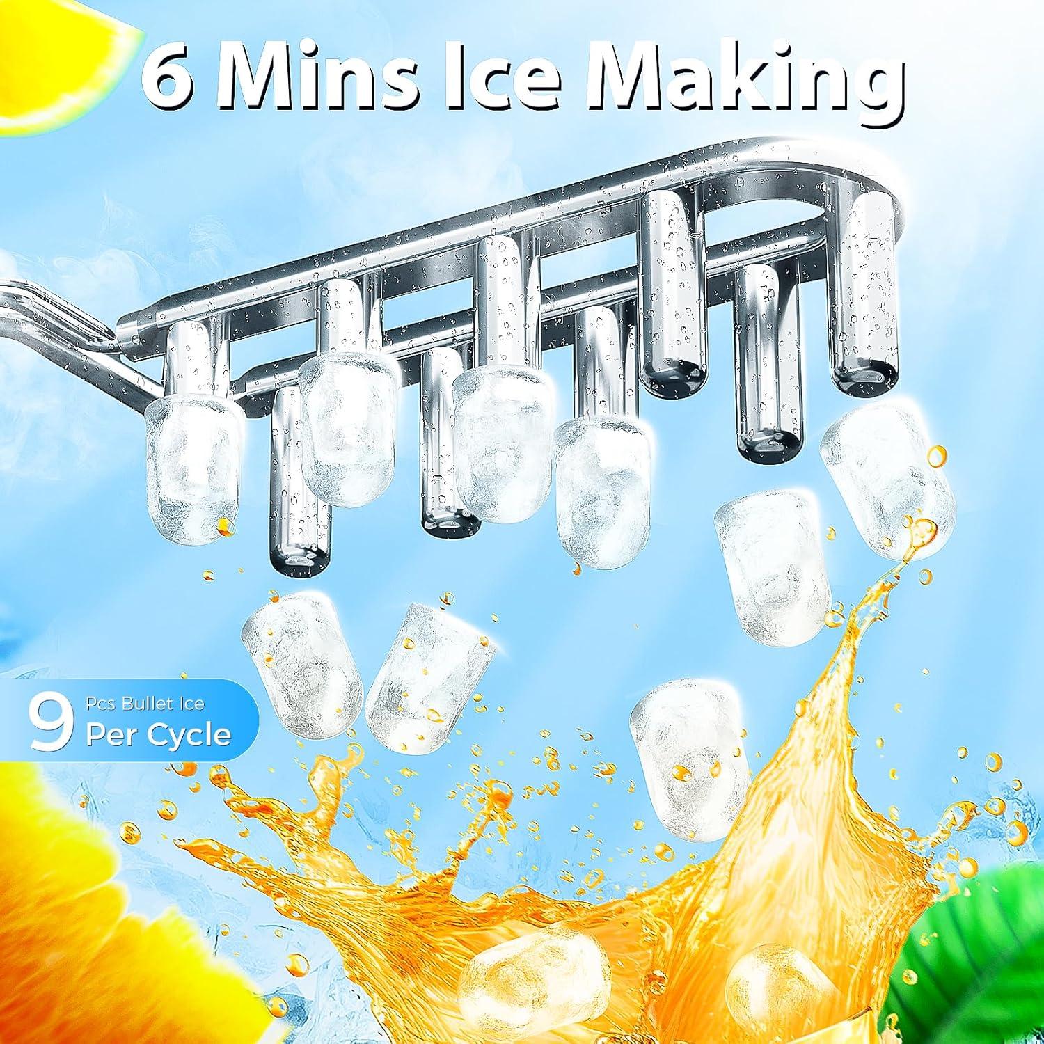 imageAntarctic Star Countertop Ice MakerPortable Ice Makers with SelfCleaning Bullet Ice Machine 26Lbs24H 9 Ice Cubes Ready in 6 Mins for Kitchen Bar Party RV GreyRed