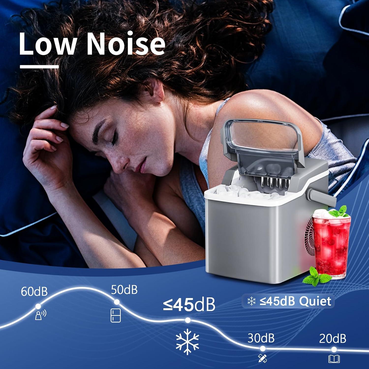 imageAntarctic Star Ice Maker Countertop 26Lbs24H 2 Sizes Bullet Ice Cubes with Handle 9 Cubes in 6 Mins Portable Ice Machine with SelfCleaning for OfficeDormKitchenRV GreyGREY