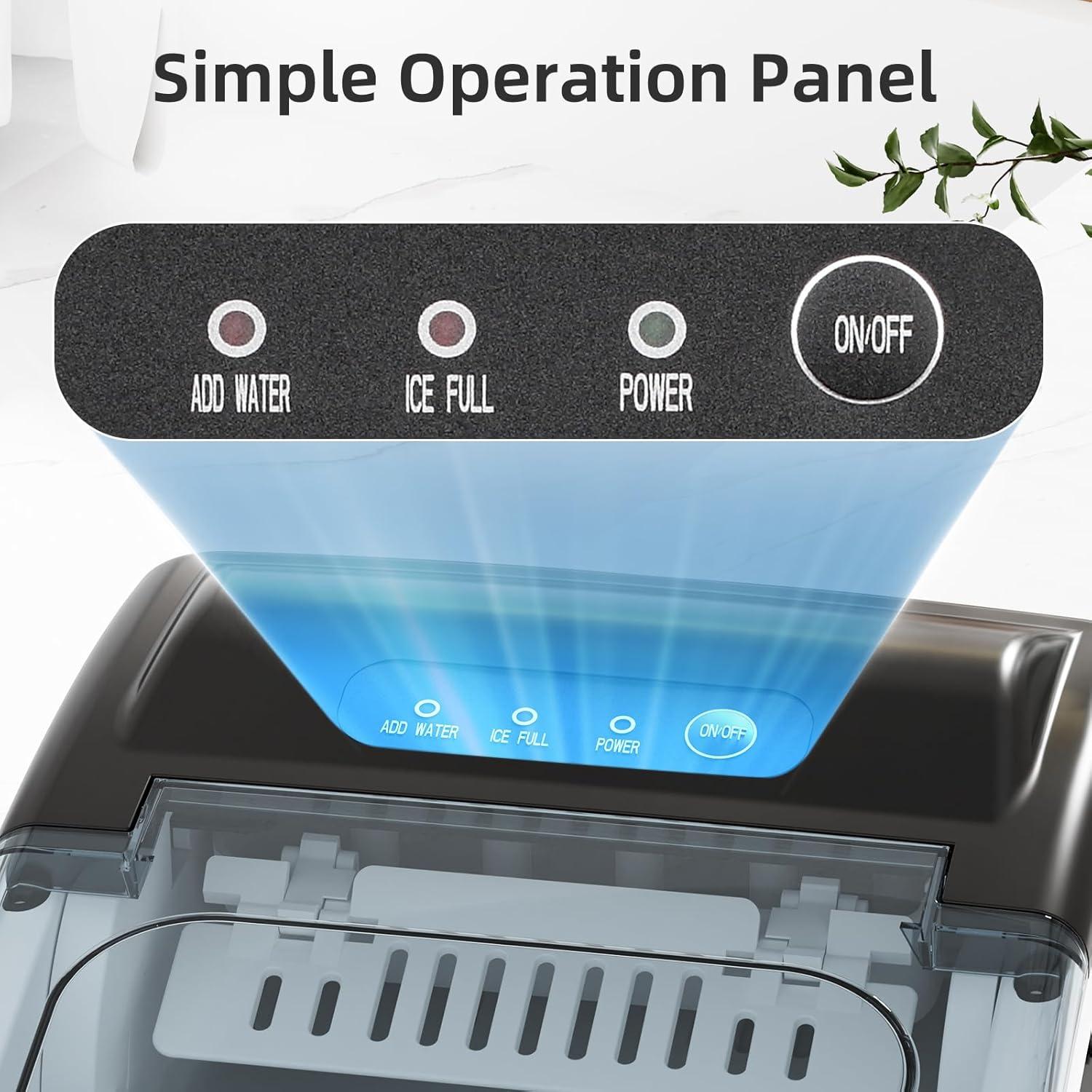 imageAntarctic Star Ice Maker Countertop Portable Ice Machine with Carry Handle 26Lbs 24H 9 Cubes Ready in 6 Mins SelfCleaning with Ice Scoop ampamp Basket for KitchenOfficePartyStainless Steel Black