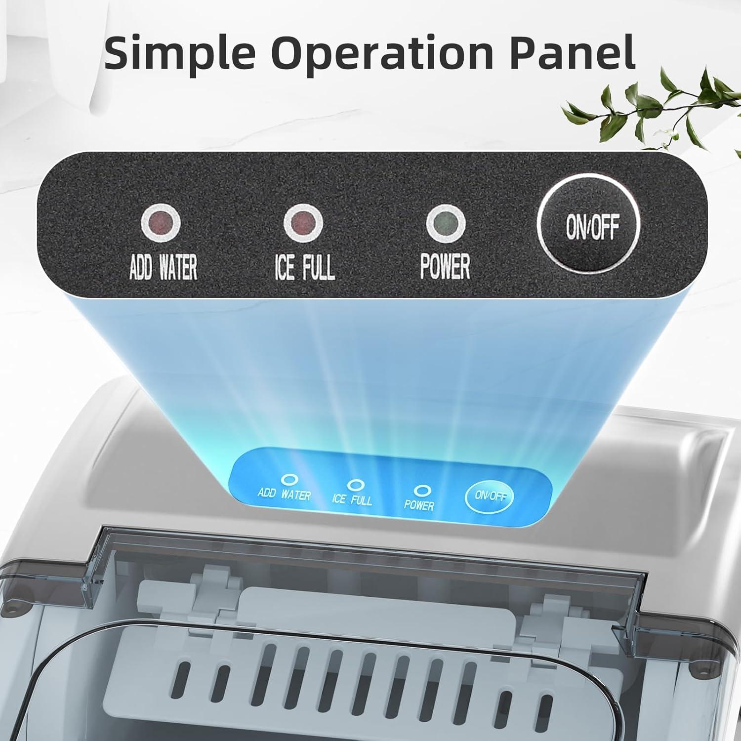 imageAntarctic Star Ice Maker Countertop Portable Ice Machine with Carry Handle 26Lbs Per Day 9 Cubes Ready in 6 Mins SelfCleaning Ice Makers with Ice Scoop and Basket for KitchenOfficeParty Grey