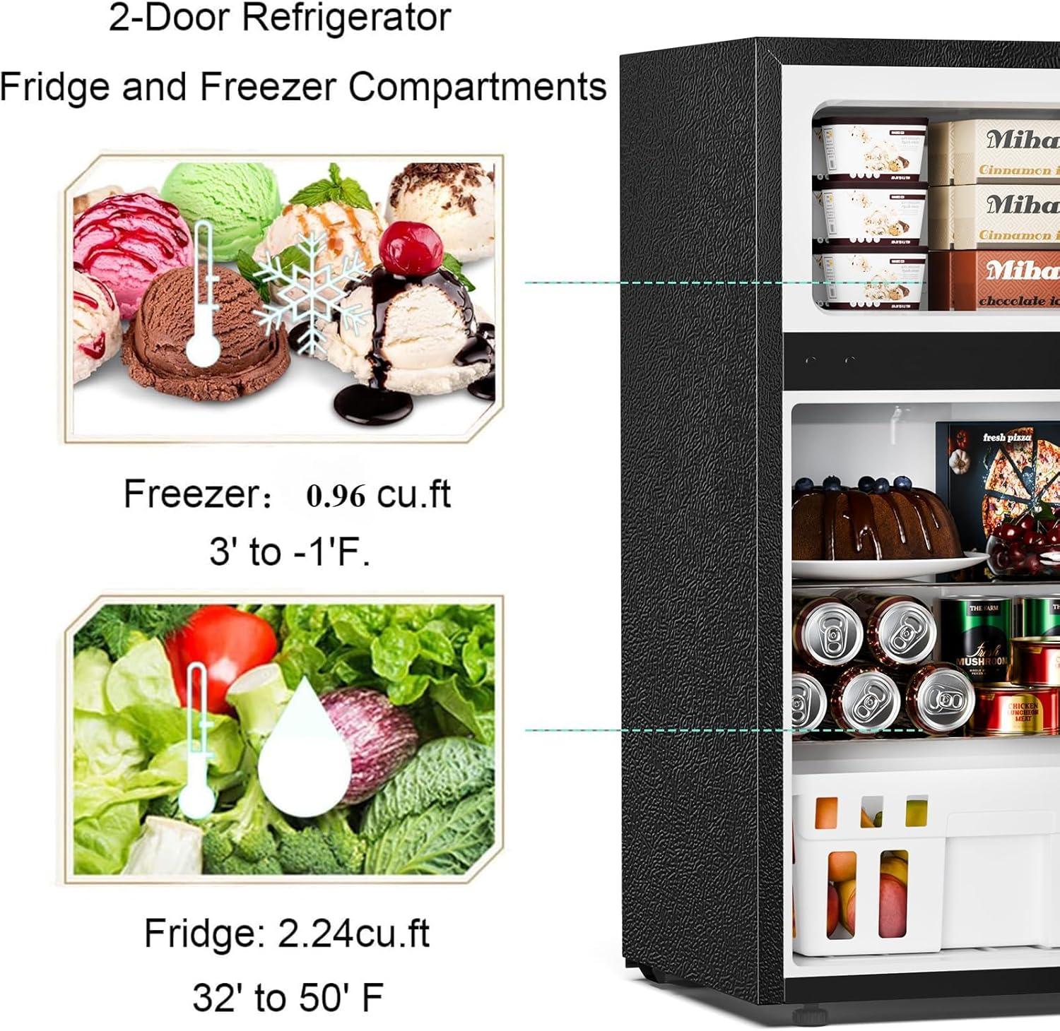 imageAntarctic Star Mini Compact Refrigerator 32 CuFt Separate Freezer Double 2Door Adjustable Removable Shelves for ApartmentDormOfficeBLACKBLACK