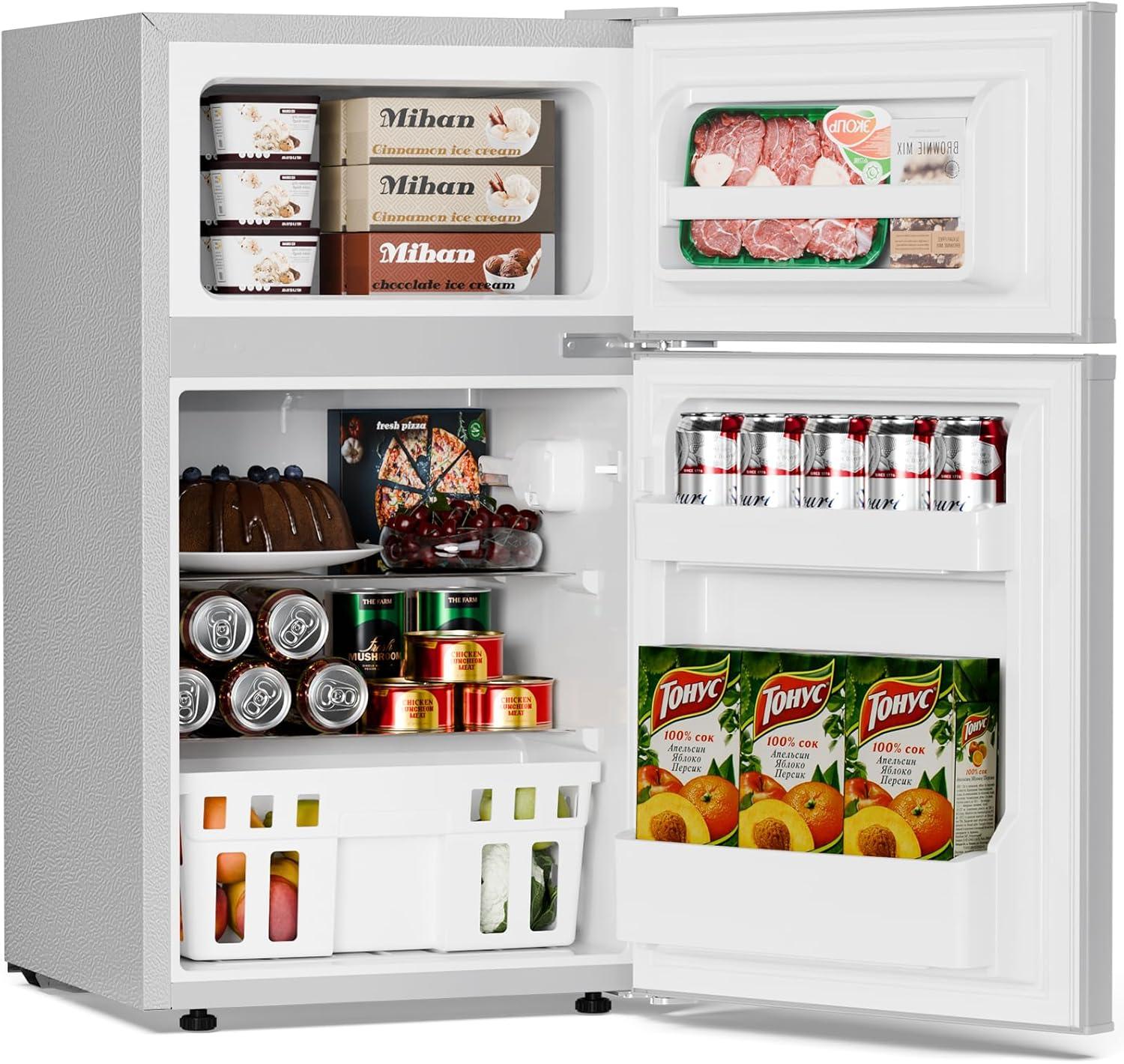 imageAntarctic Star Mini Compact Refrigerator 32 CuFt Separate Freezer Double 2Door Adjustable Removable Shelves for ApartmentDormOfficeBLACKGREY