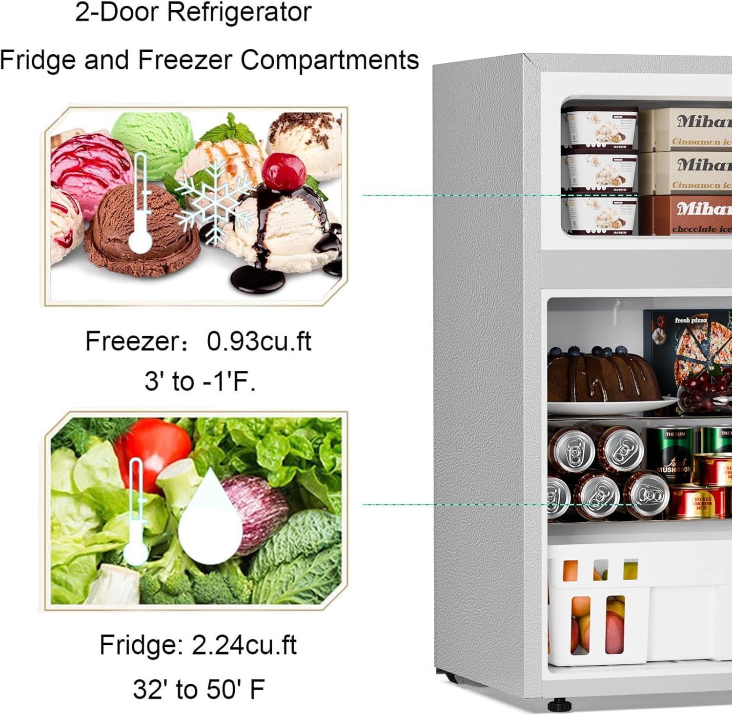 imageAntarctic Star Mini Compact Refrigerator 32 CuFt Separate Freezer Double 2Door Adjustable Removable Shelves for ApartmentDormOfficeBLACKGREY